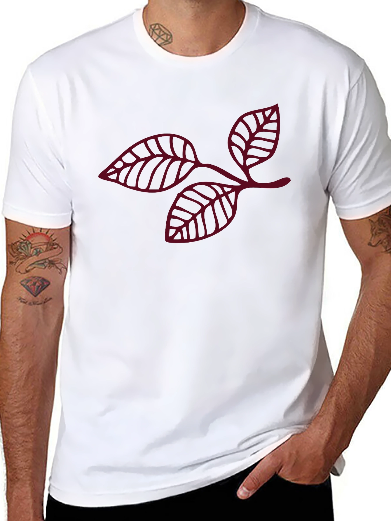 Leaf Outline Graphic Black T-Shirt