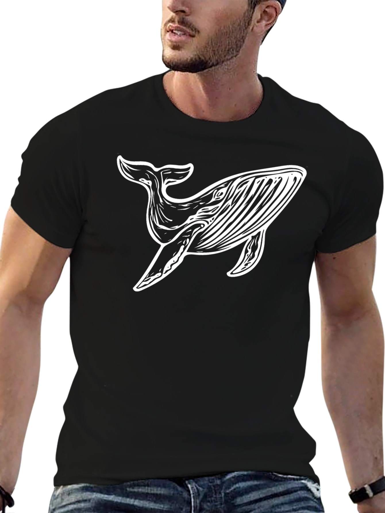 Whale Graphic Black T-Shirt