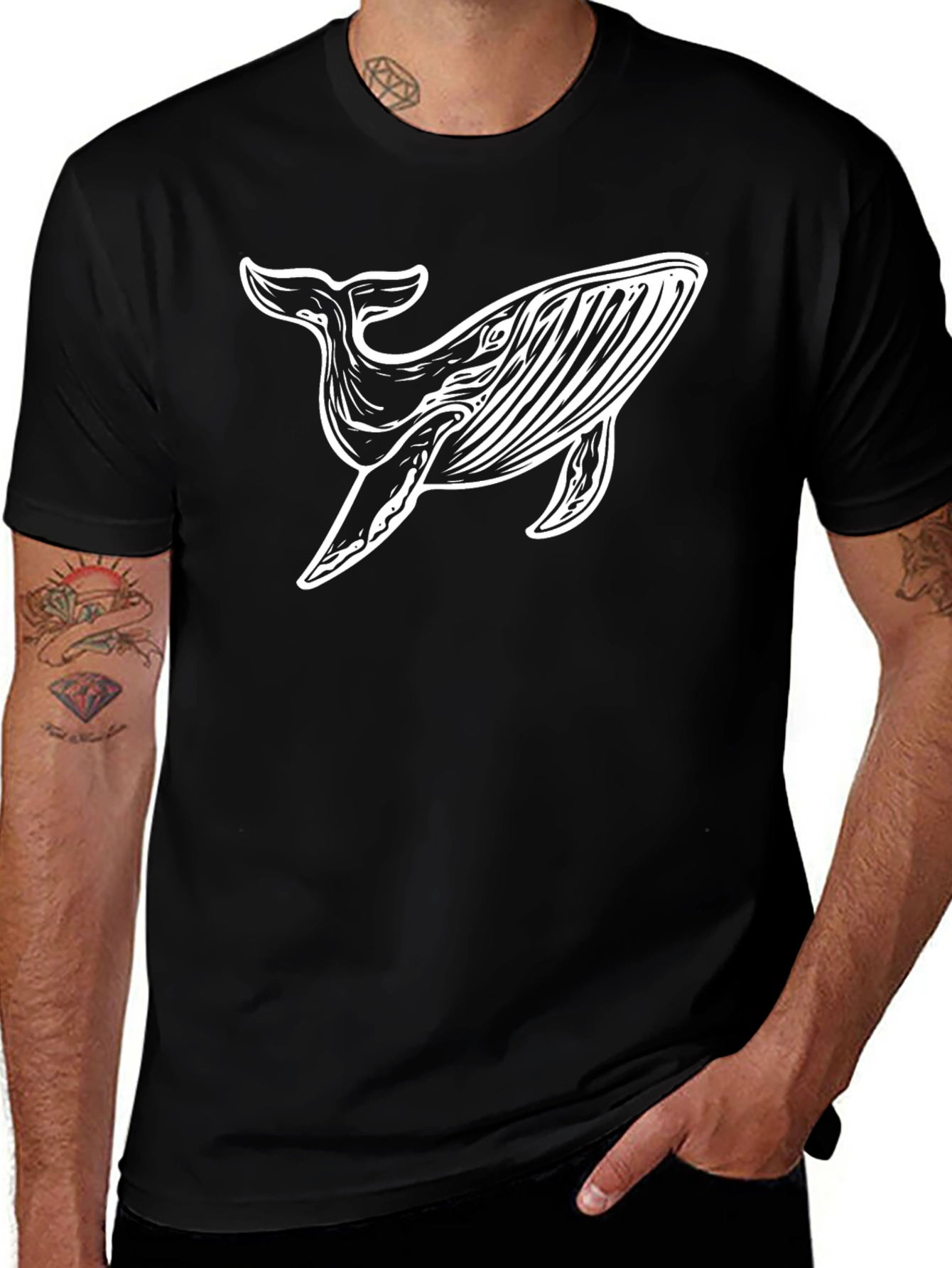 Whale Graphic Black T-Shirt