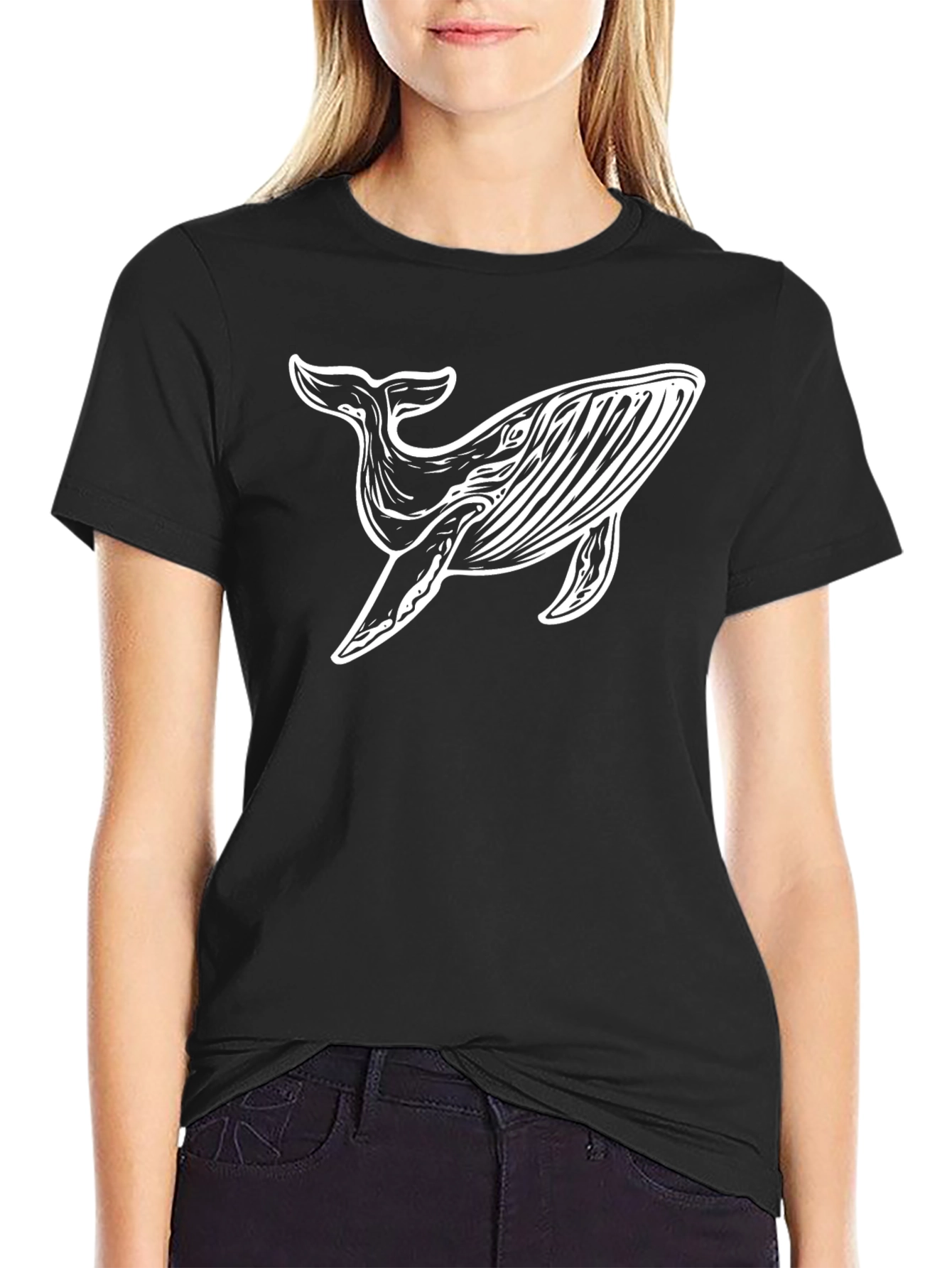 Whale Graphic Black T-Shirt
