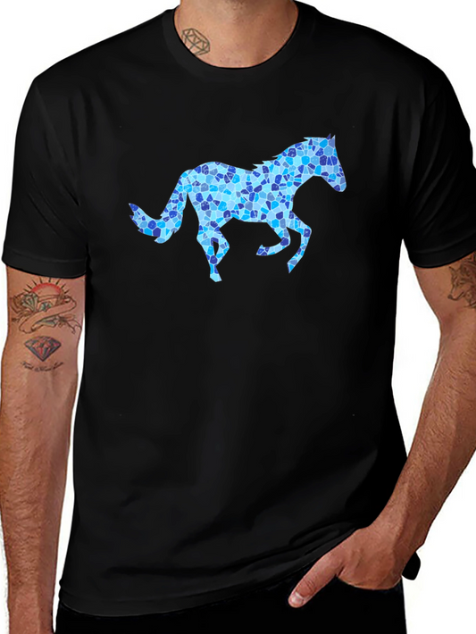 Horse Mosaic Graphic Black T-Shirt