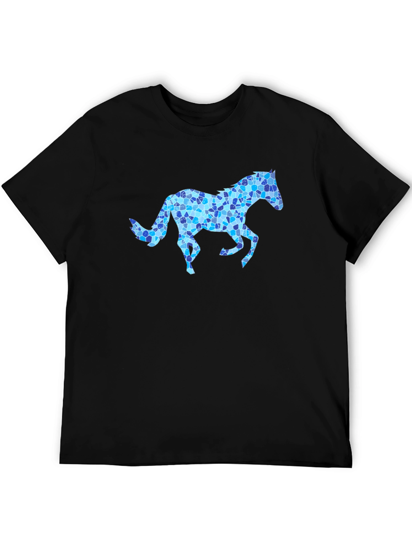 Horse Mosaic Graphic Black T-Shirt