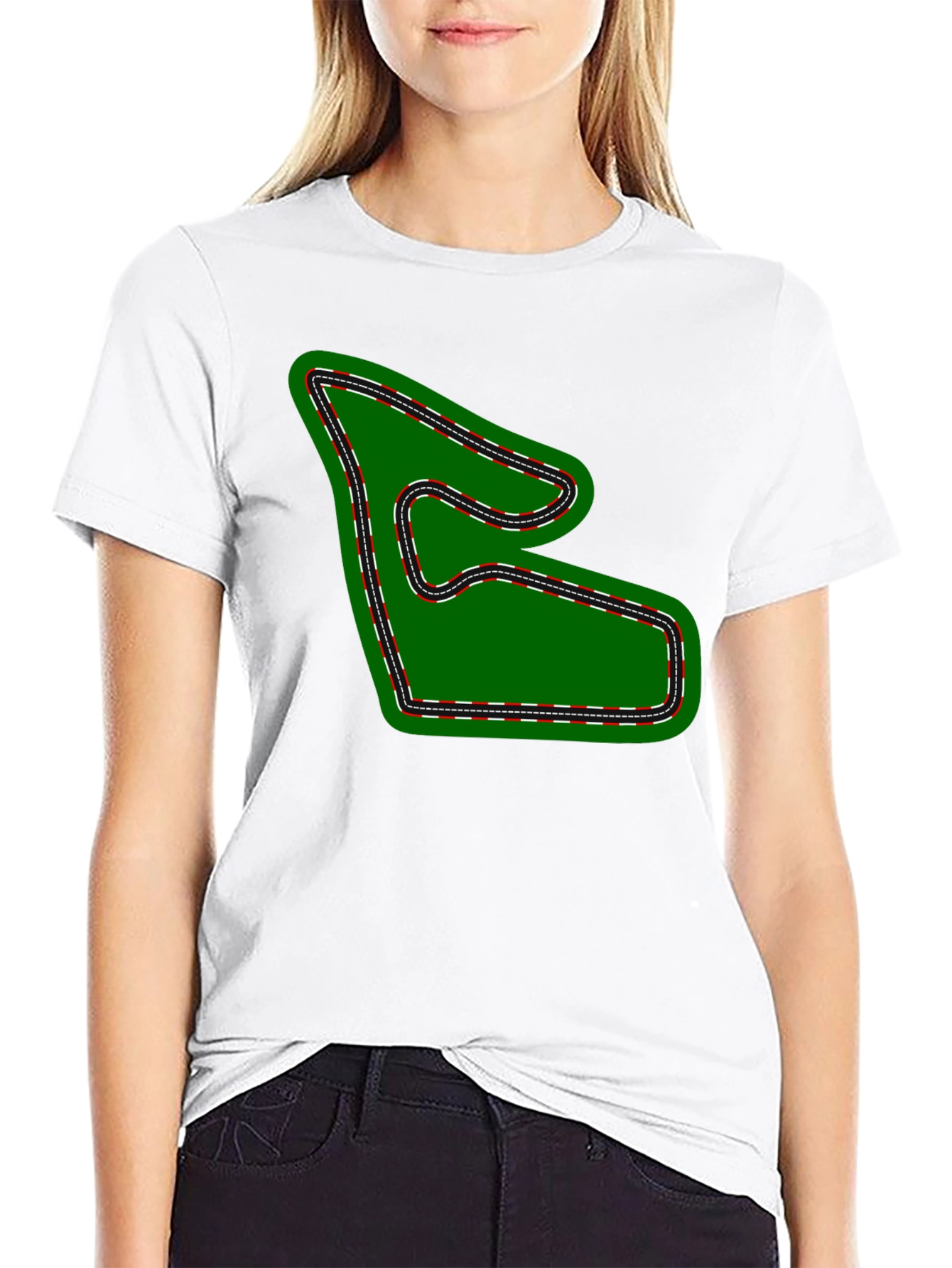 Race Track Graphic Tee - Black Cotton T-Shirt