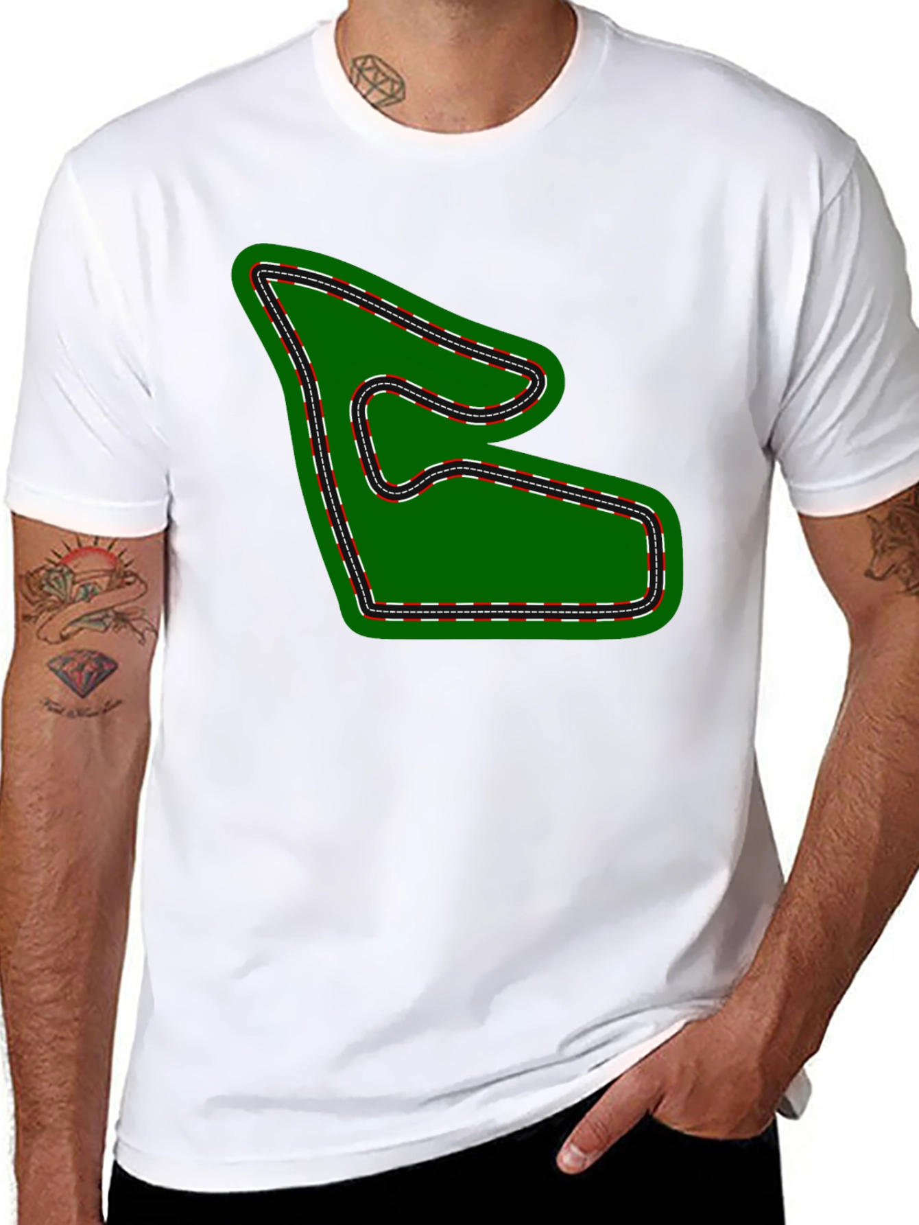 Race Track Graphic Tee - Black Cotton T-Shirt