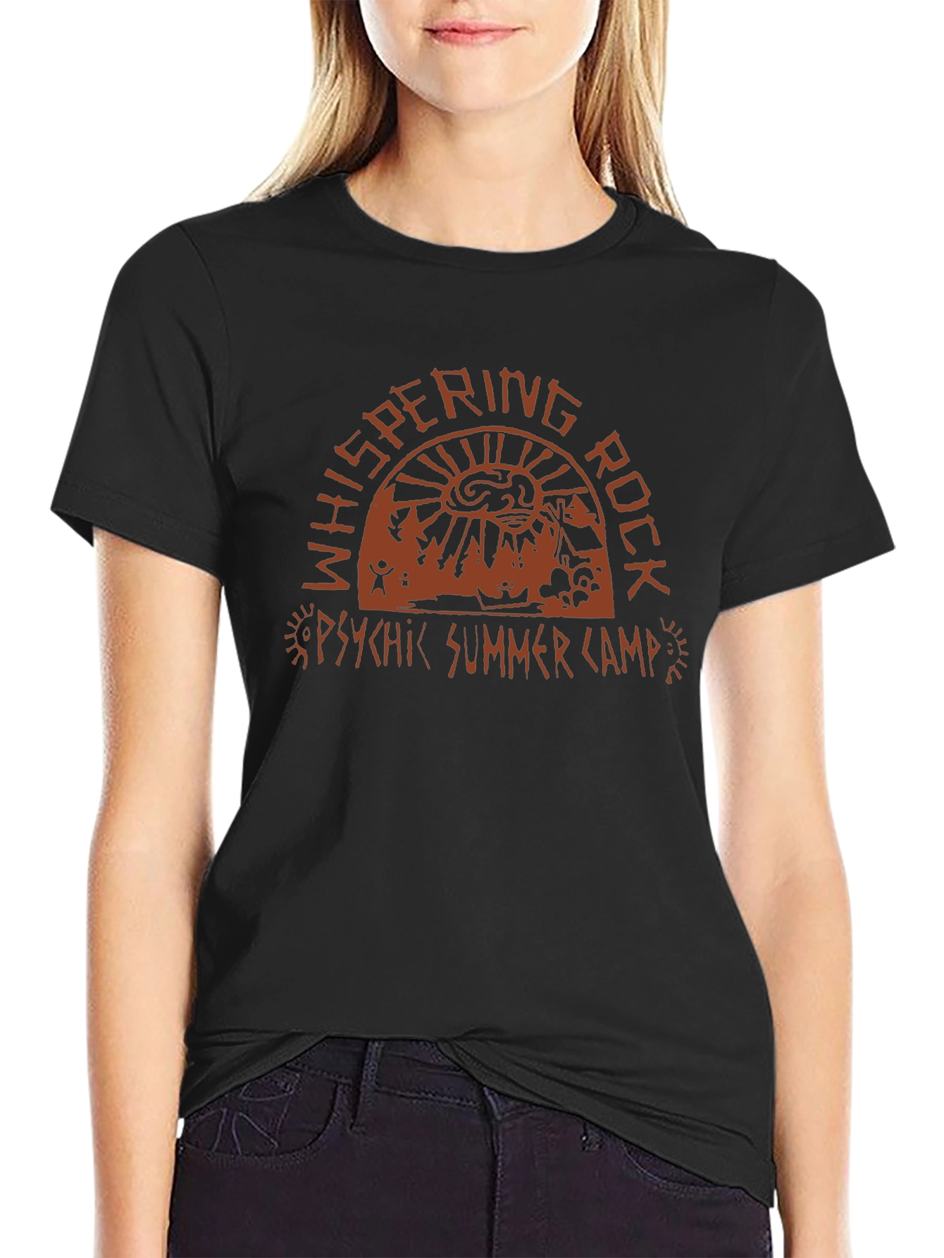 Whispering Rock Psychic Summer Camp Black T-Shirt
