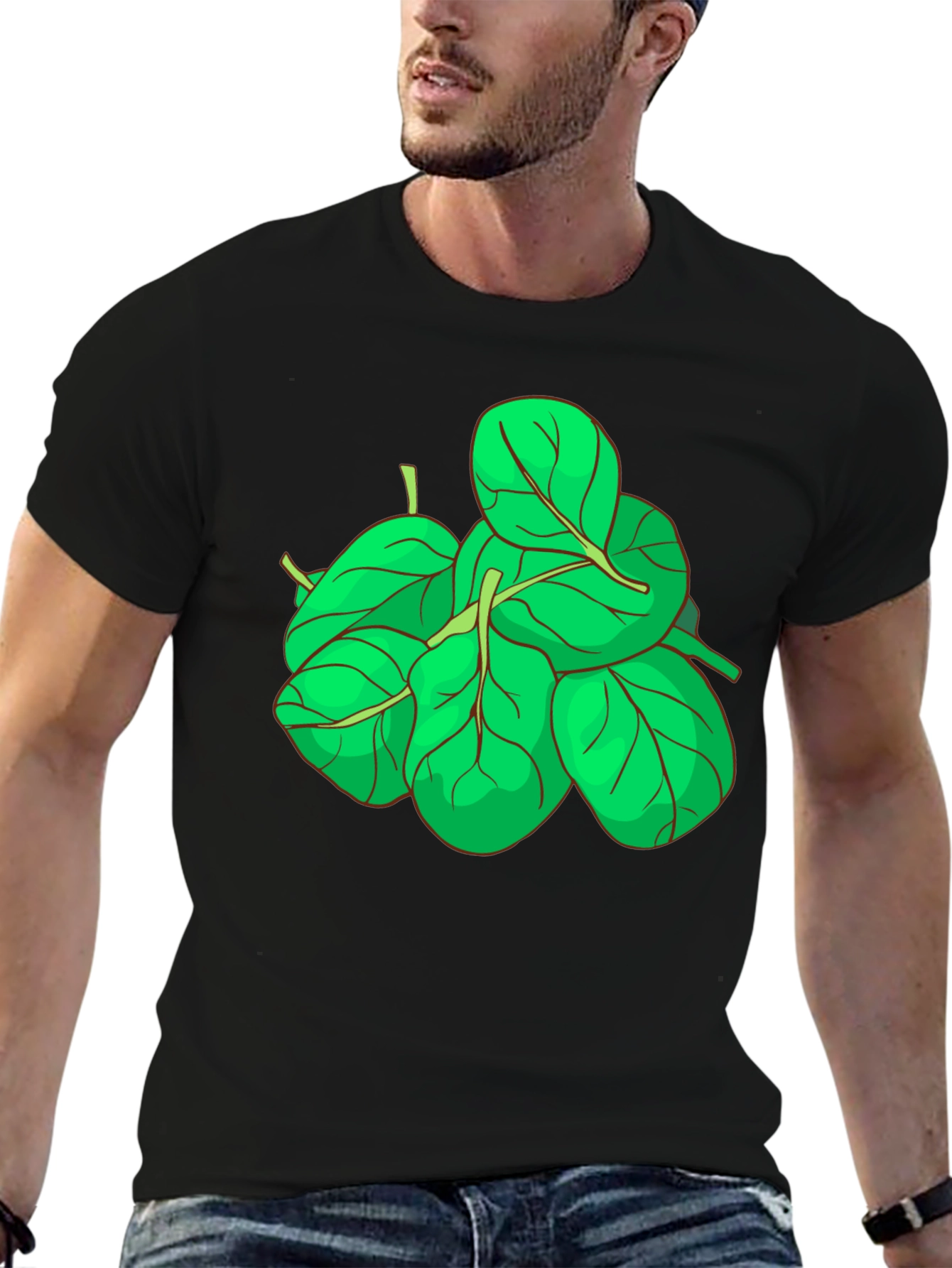 Spinach Graphic Tee - Black Cotton T-Shirt