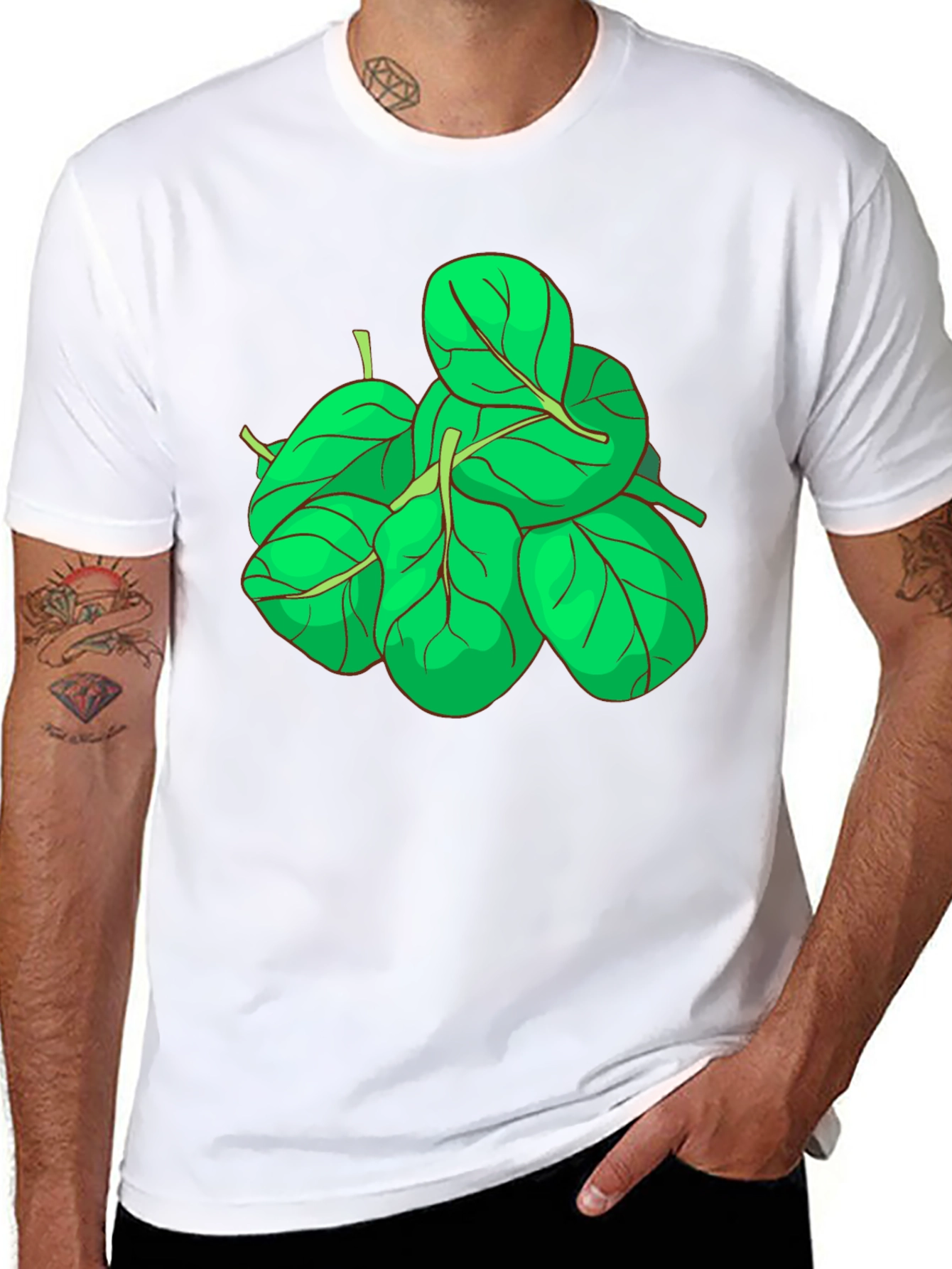 Spinach Graphic Tee - Black Cotton T-Shirt