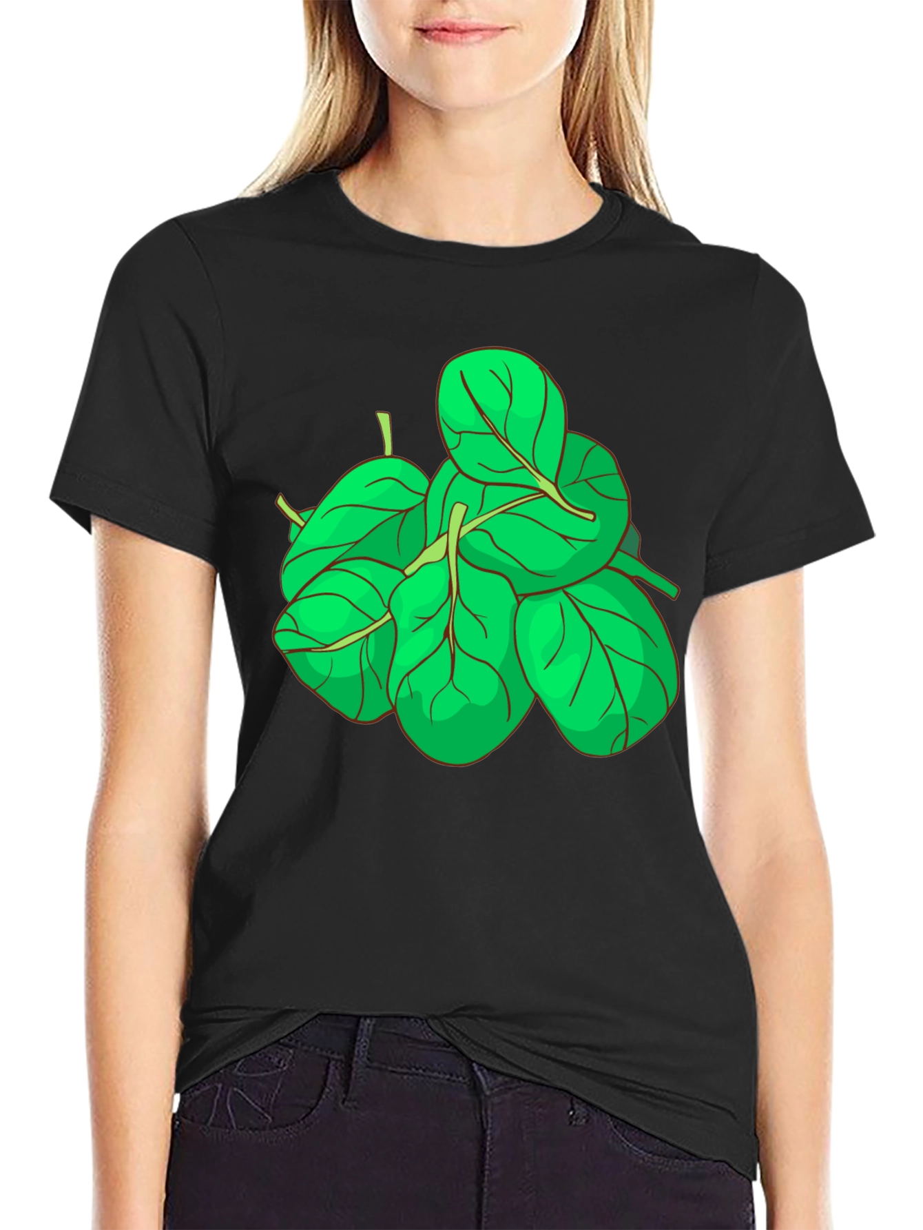 Spinach Graphic Tee - Black Cotton T-Shirt