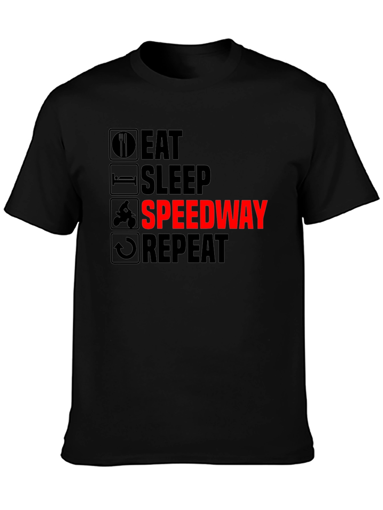 Eat Sleep Speedway Repeat Black Graphic T-Shirt