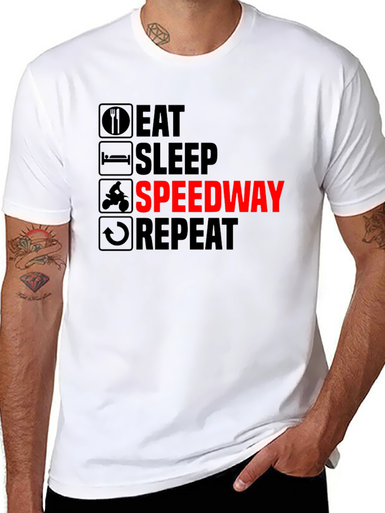 Eat Sleep Speedway Repeat Black Graphic T-Shirt