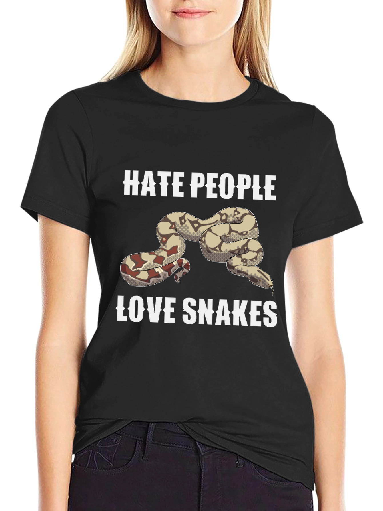 Hate People Love Snakes T-Shirt - Black Graphic Tee