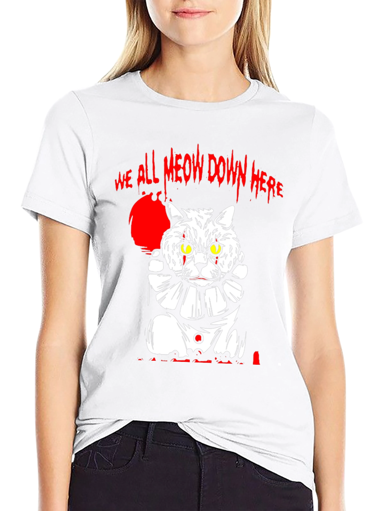We All Meow Down Here Cat Clown T-Shirt