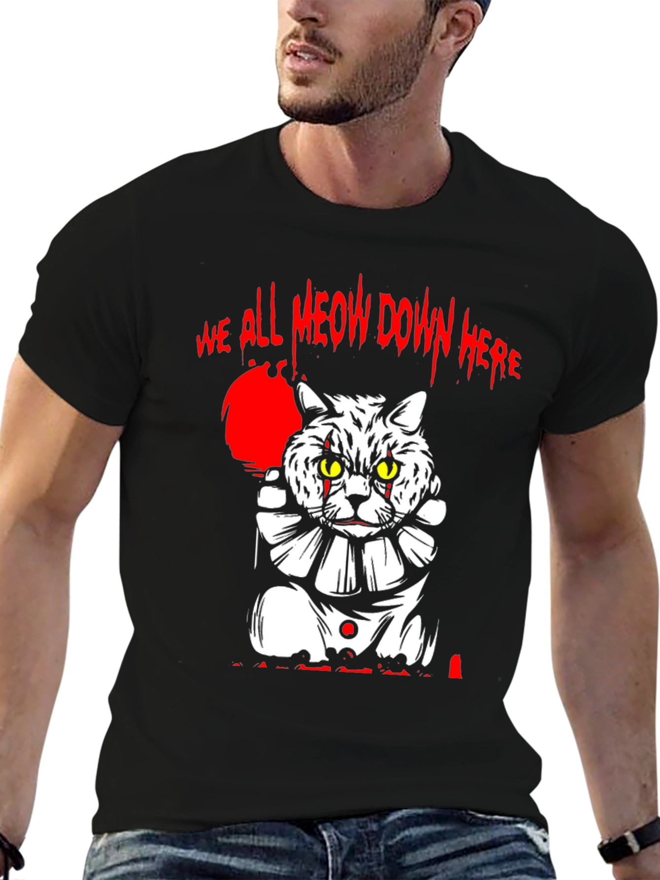 We All Meow Down Here Cat Clown T-Shirt