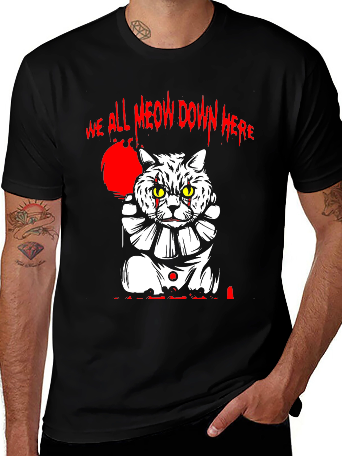We All Meow Down Here Cat Clown T-Shirt