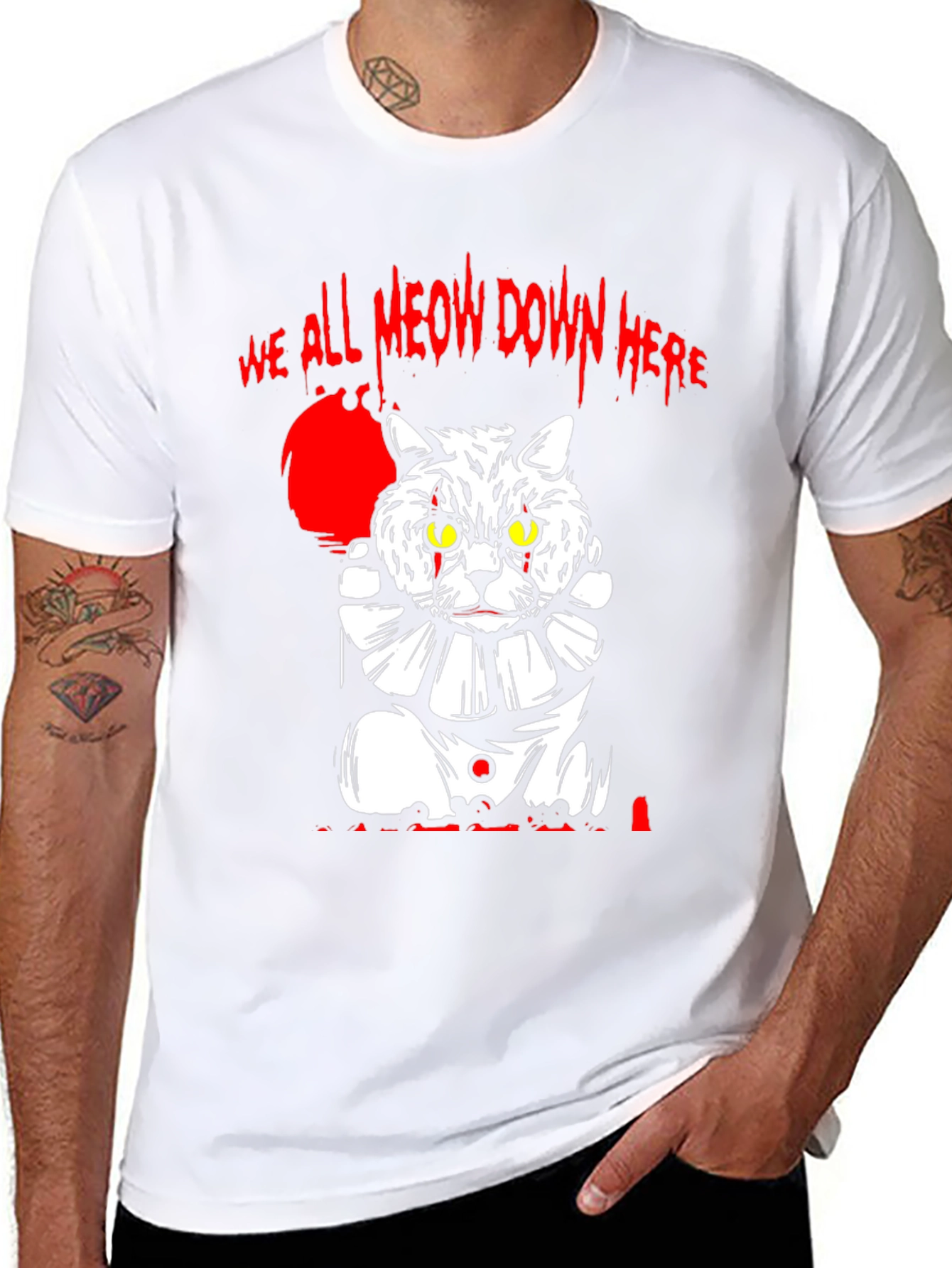 We All Meow Down Here Cat Clown T-Shirt