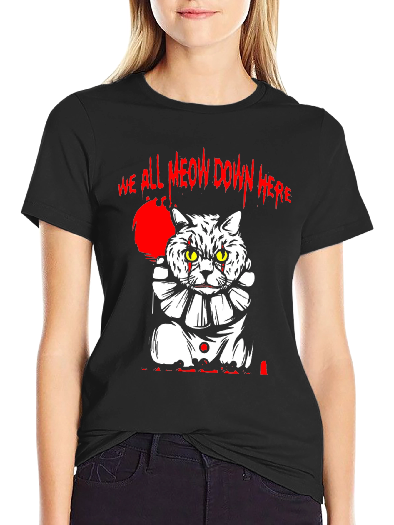 We All Meow Down Here Cat Clown T-Shirt