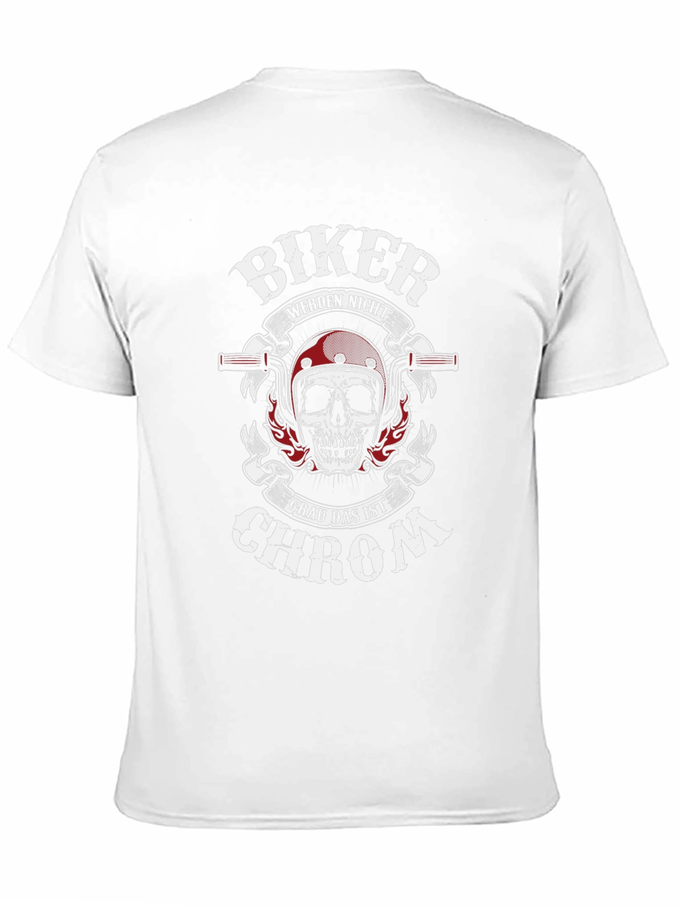 Biker Skull T-Shirt - Grau Das Ist Chrom Design