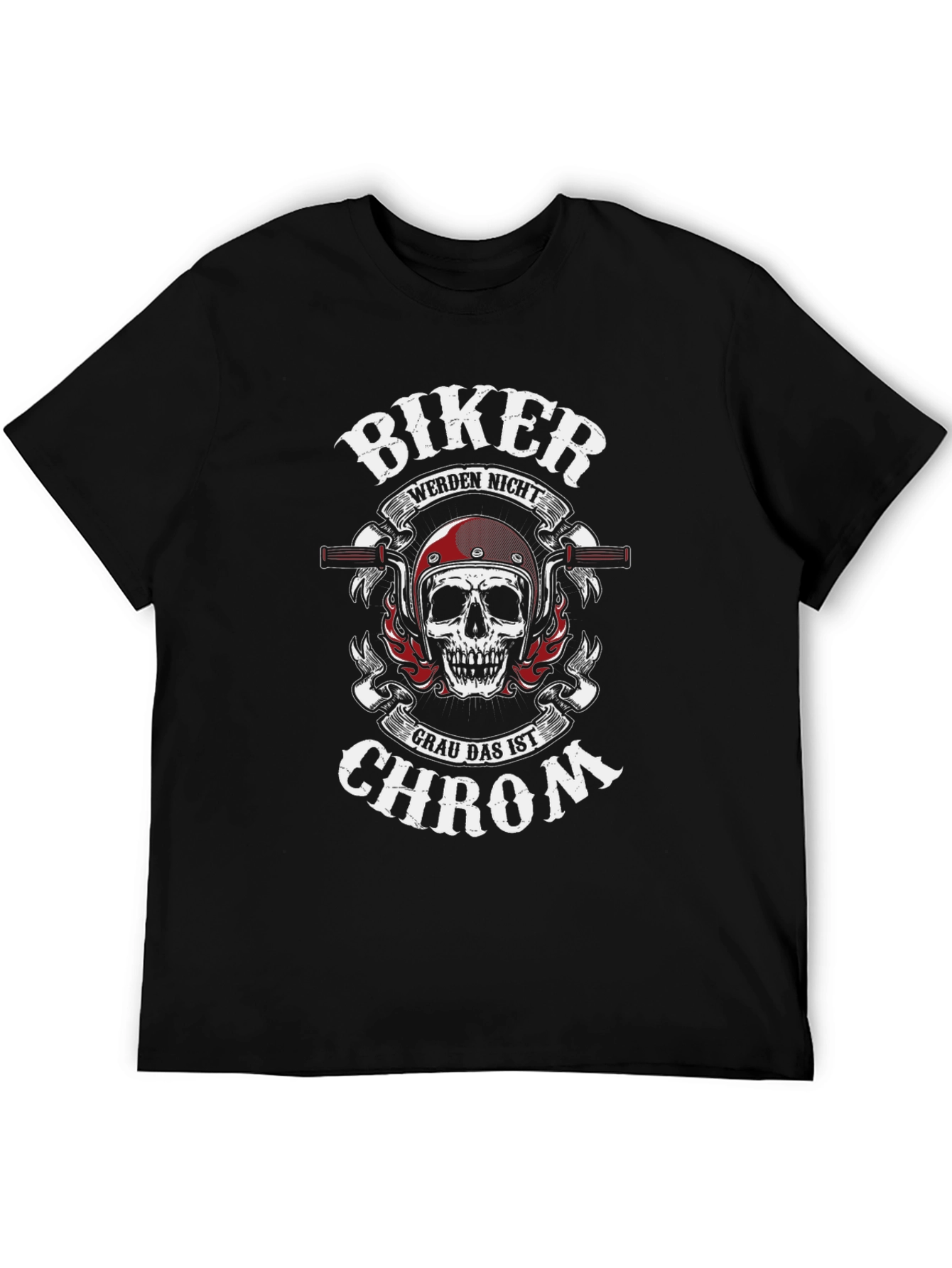 Biker Skull T-Shirt - Grau Das Ist Chrom Design