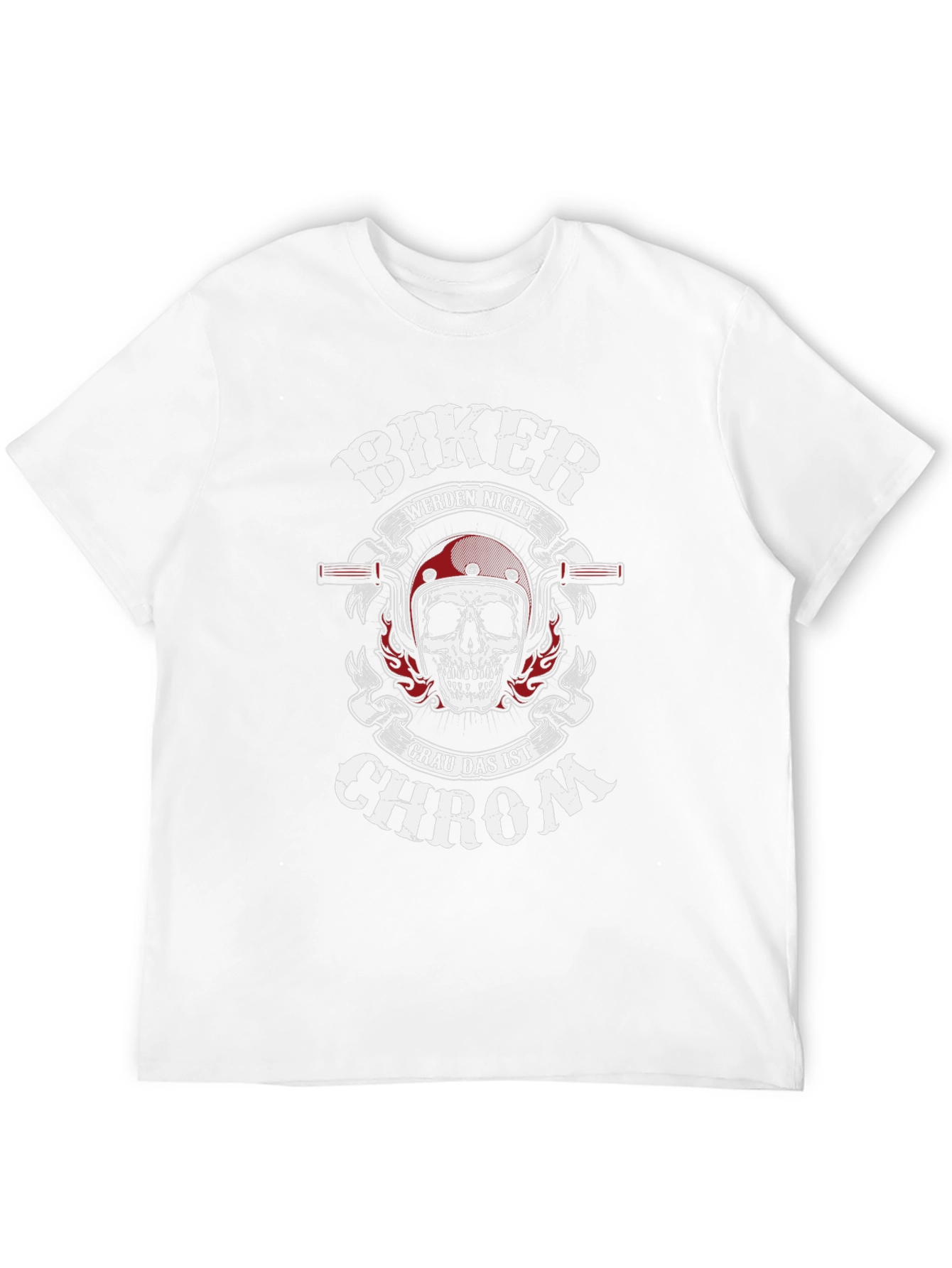 Biker Skull T-Shirt - Grau Das Ist Chrom Design