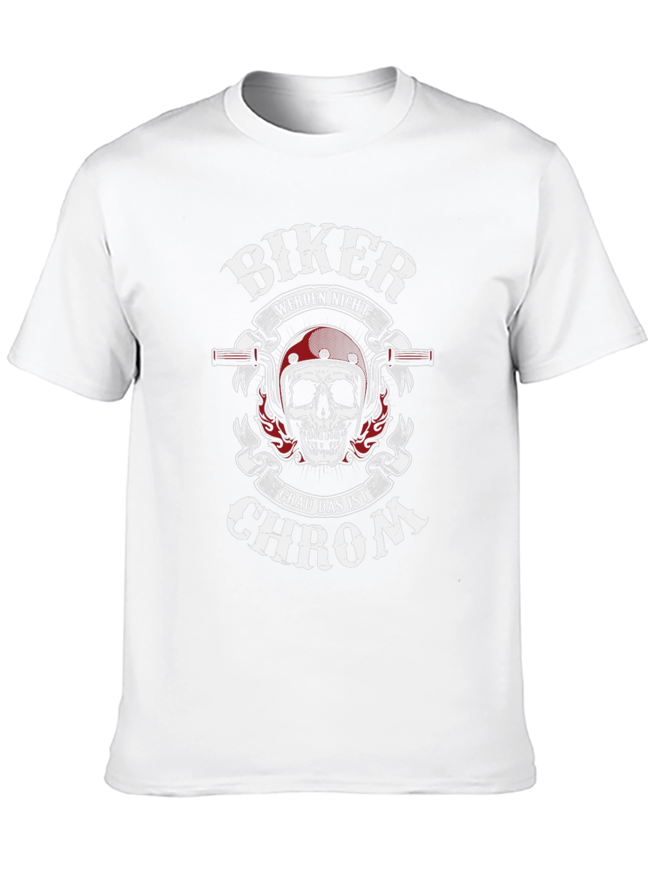 Biker Skull T-Shirt - Grau Das Ist Chrom Design