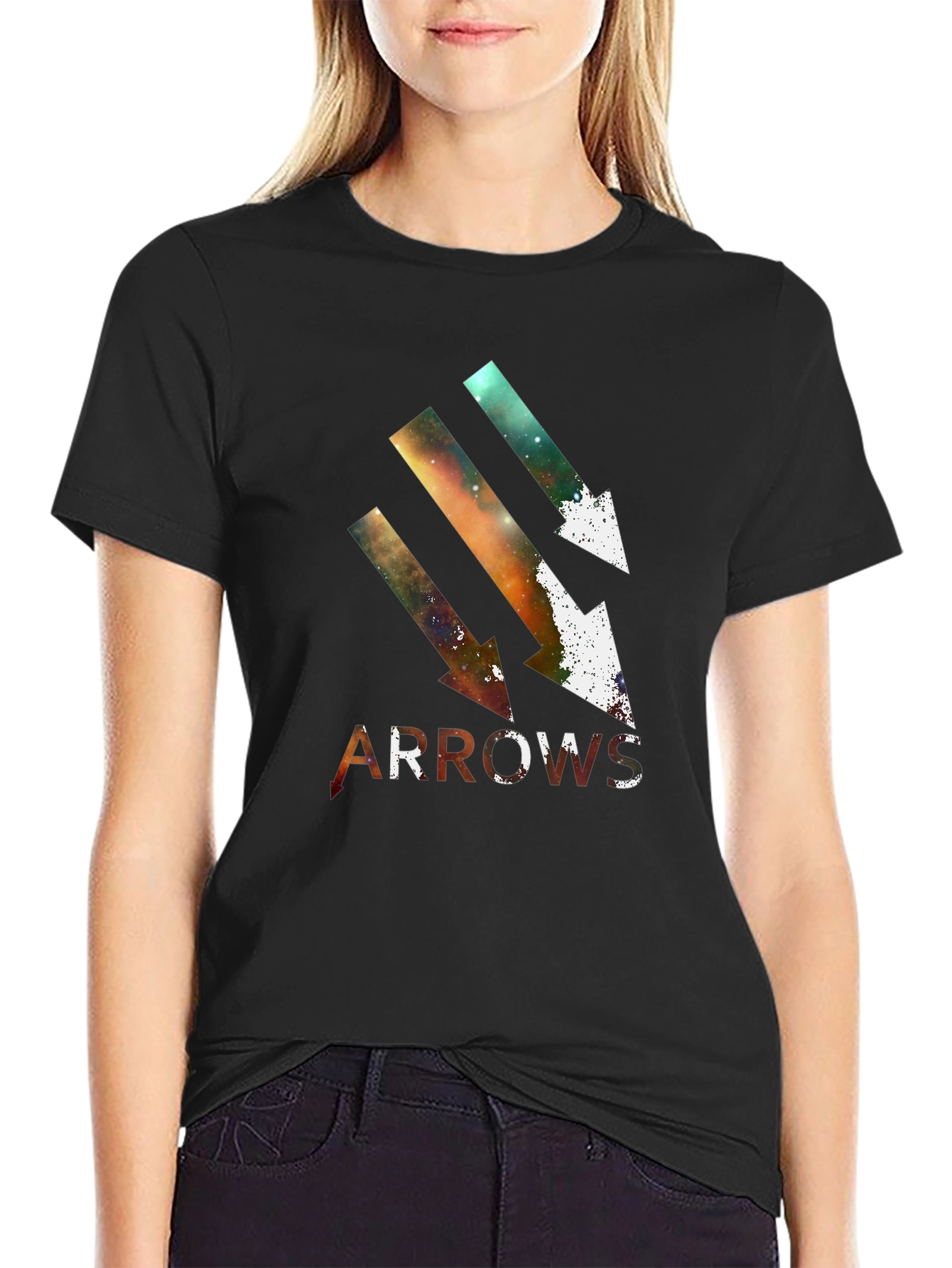 Arrows Graphic Print Black T-Shirt