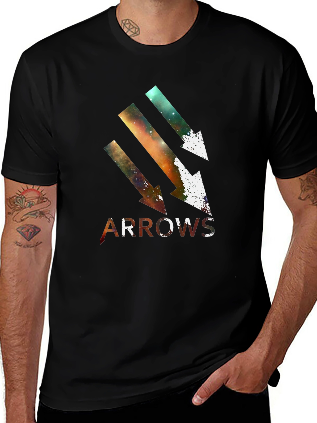 Arrows Graphic Print Black T-Shirt
