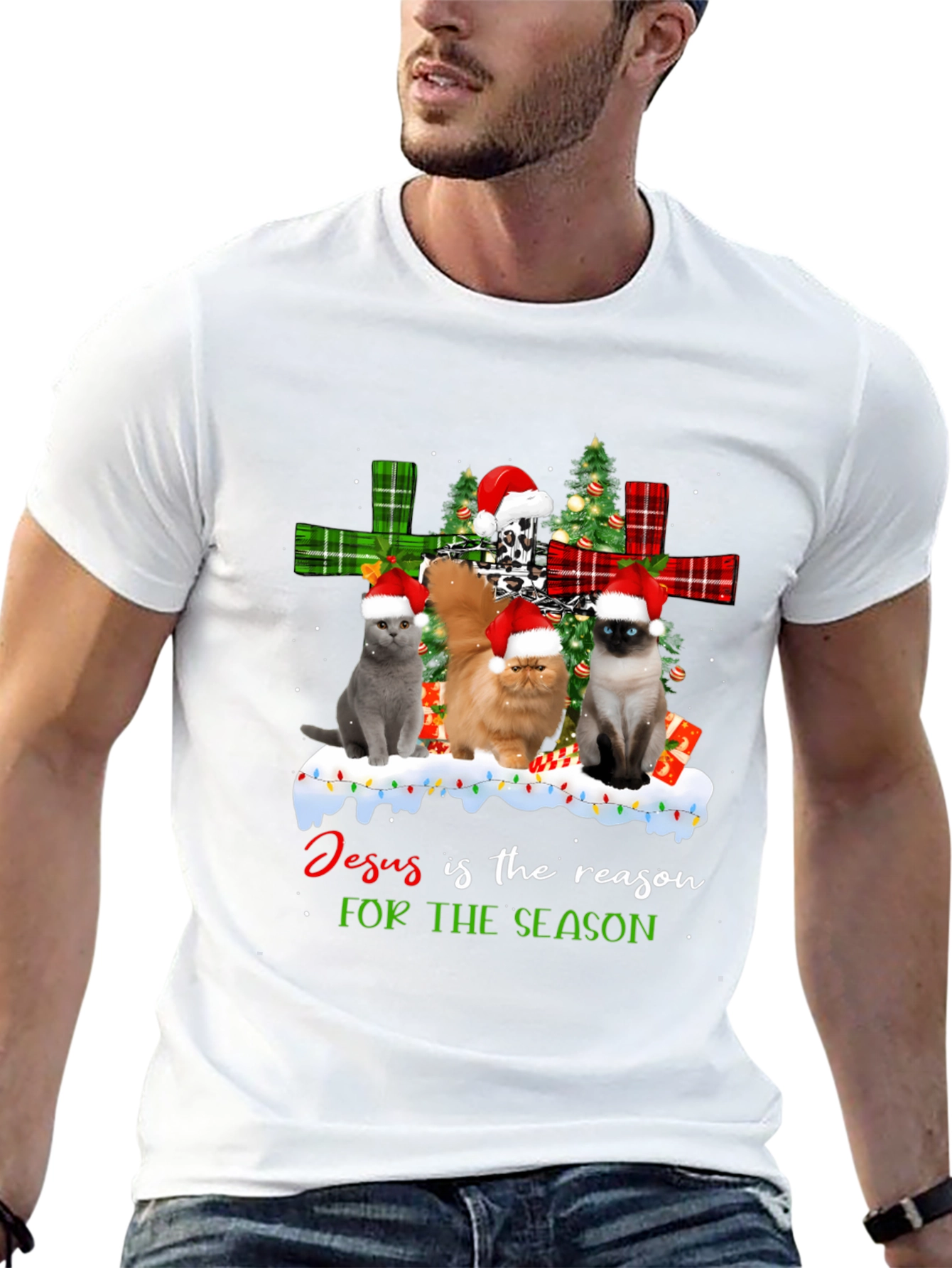 Jesus is the Reason Cat Christmas T-Shirt