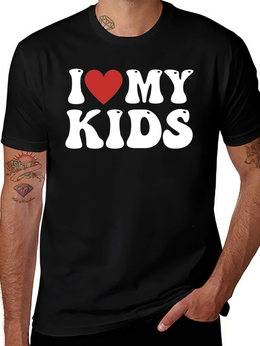 I Heart My Kids Black Tee -  Dad Gift!