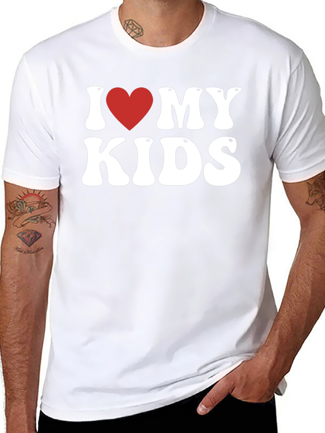 I Heart My Kids Black Tee -  Dad Gift!