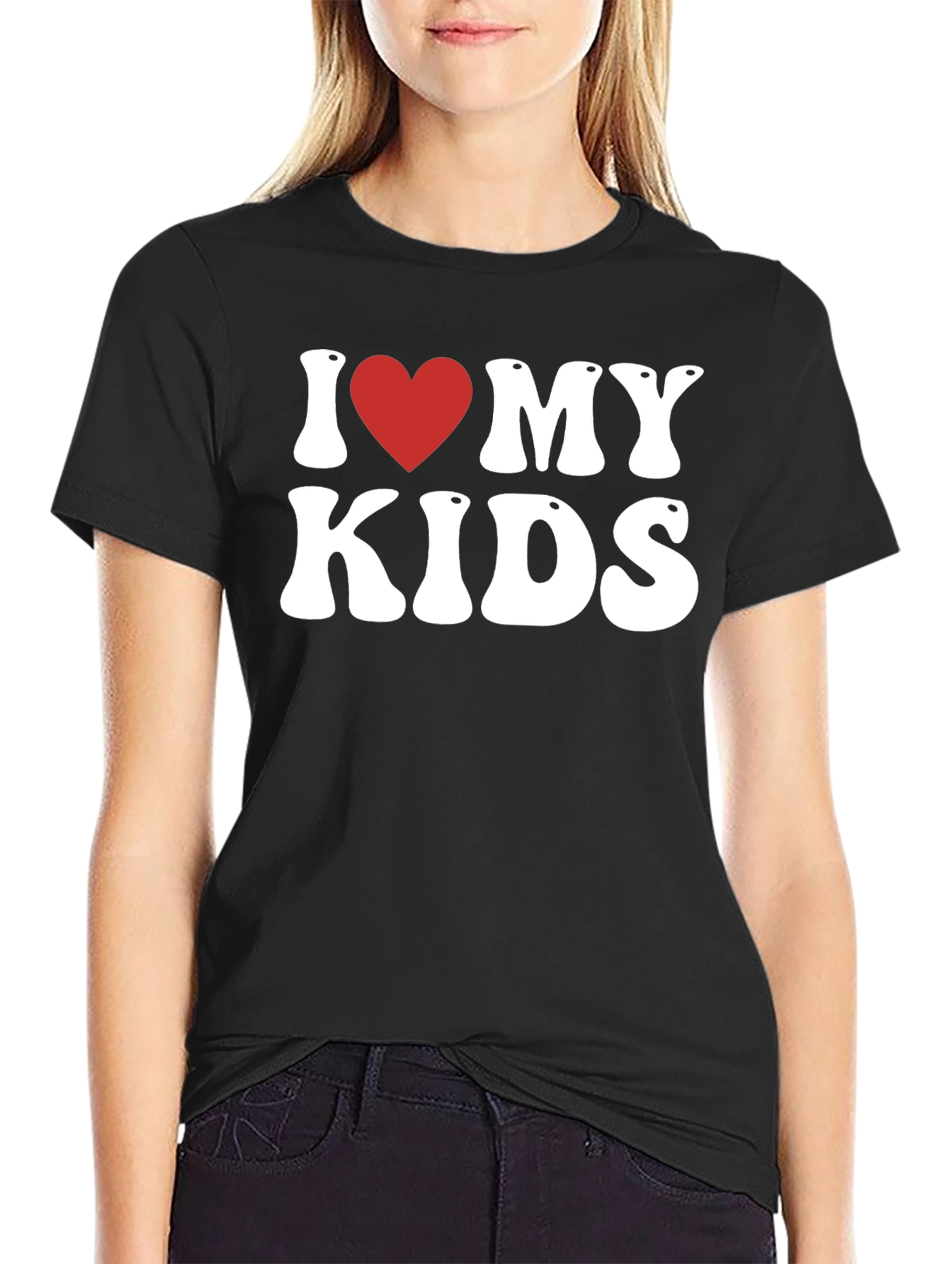 I Heart My Kids Black Tee -  Dad Gift!