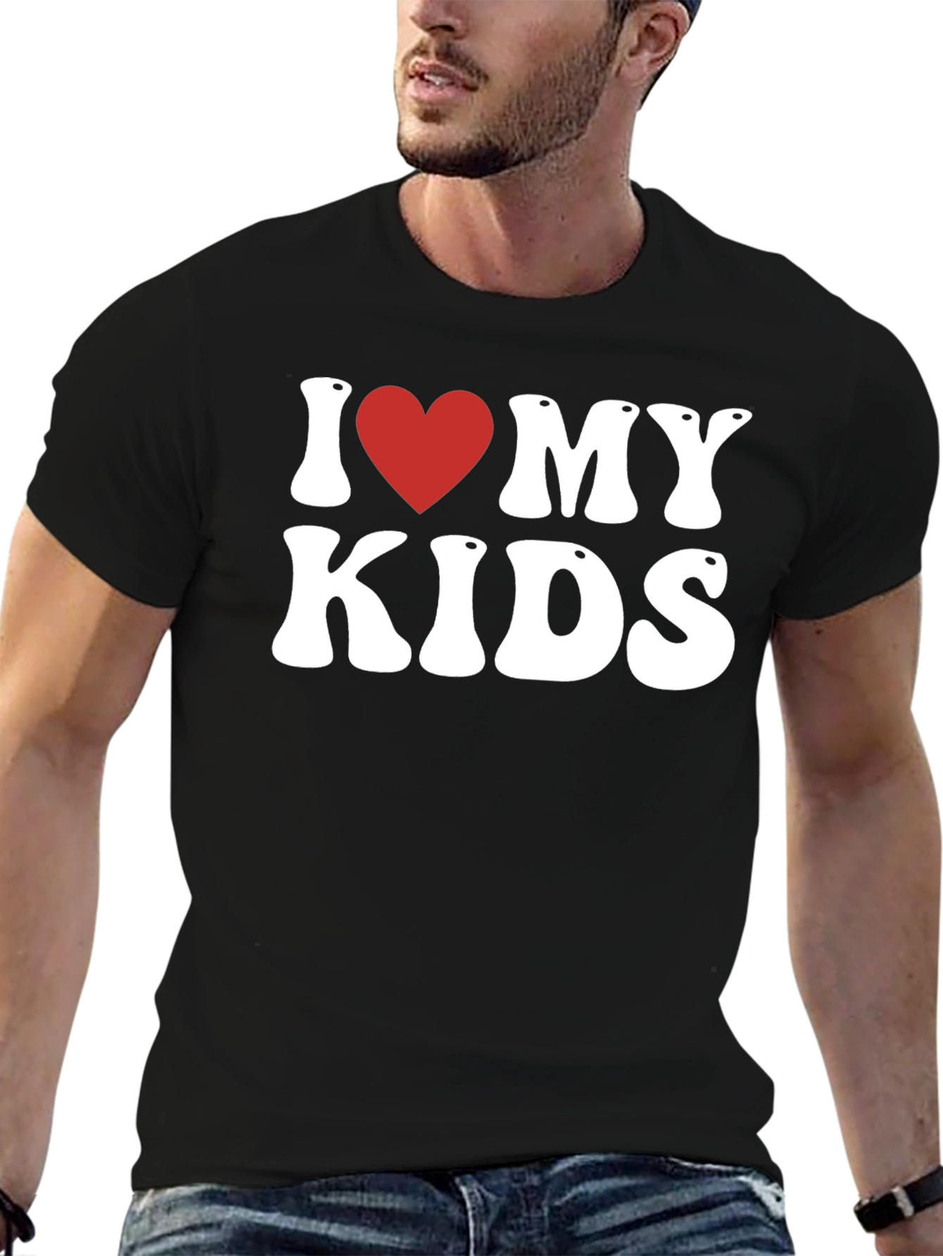 I Heart My Kids Black Tee -  Dad Gift!