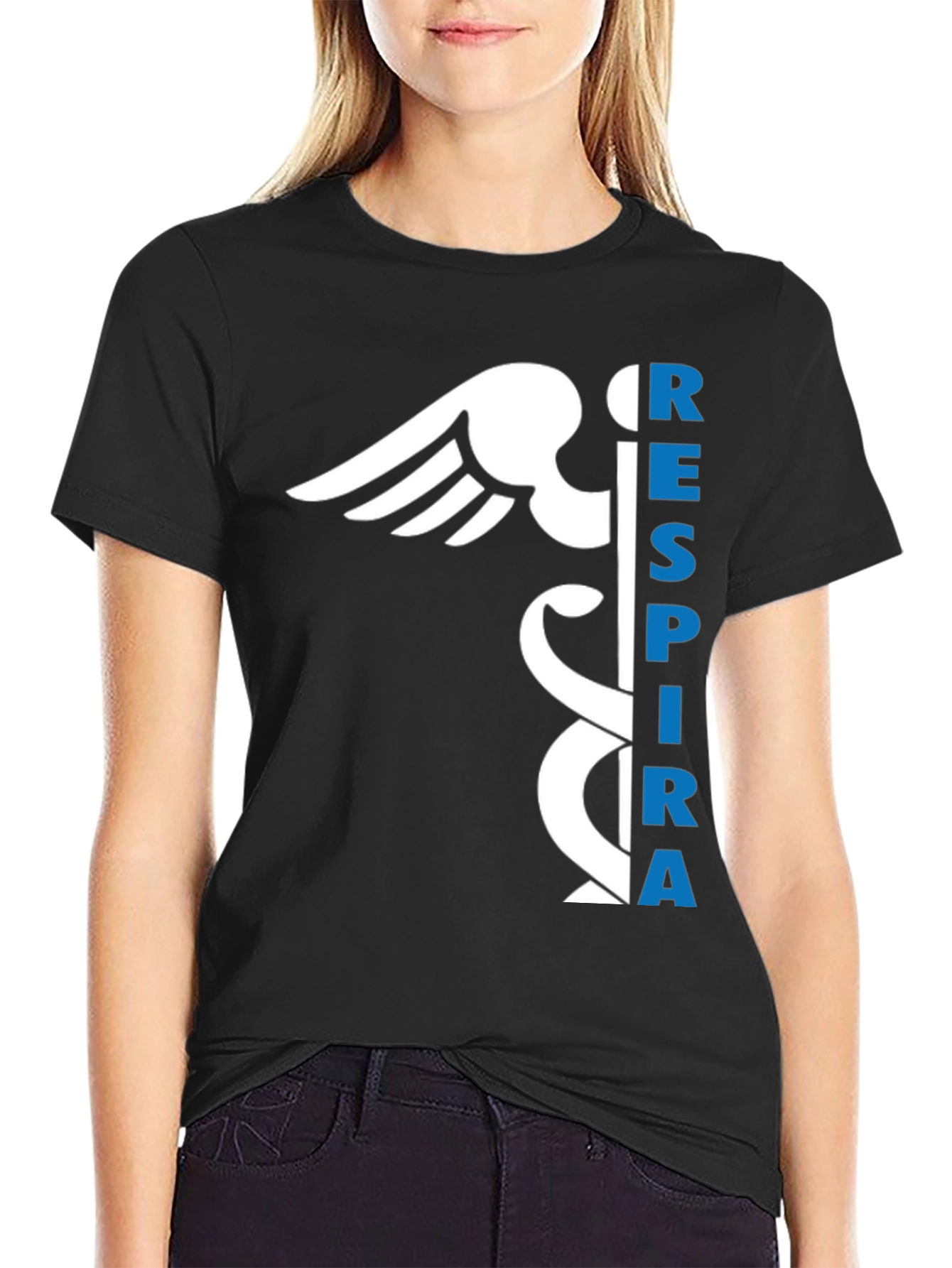 Respirar Caduceus Black T-Shirt - Breathe Easy!