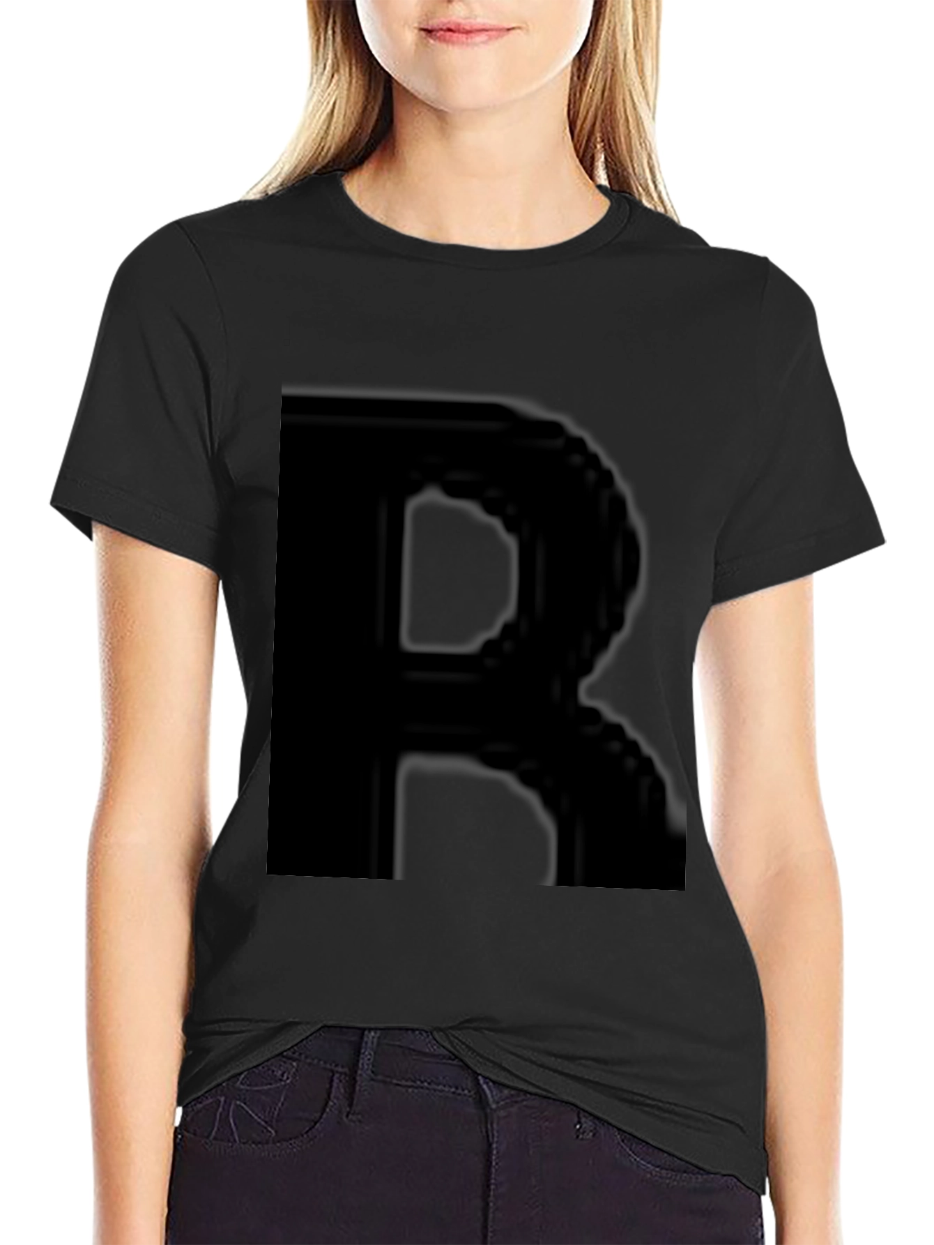 Black T-Shirt with Bold R Design
