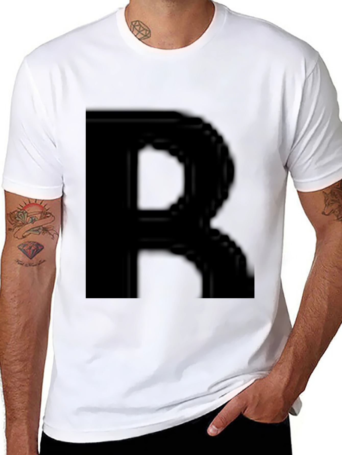 Black T-Shirt with Bold R Design