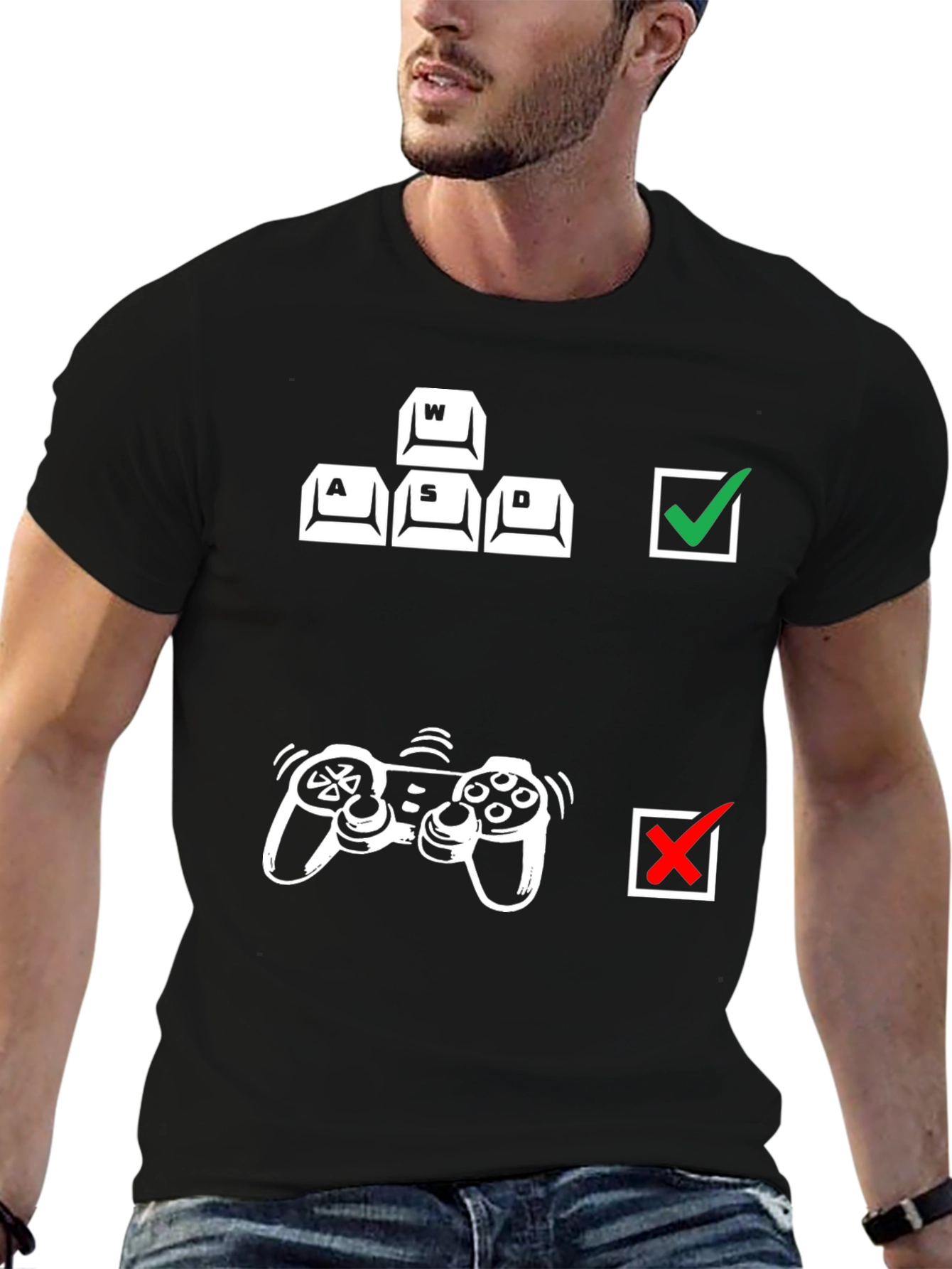 Gamer Keyboard vs Controller Black T-Shirt