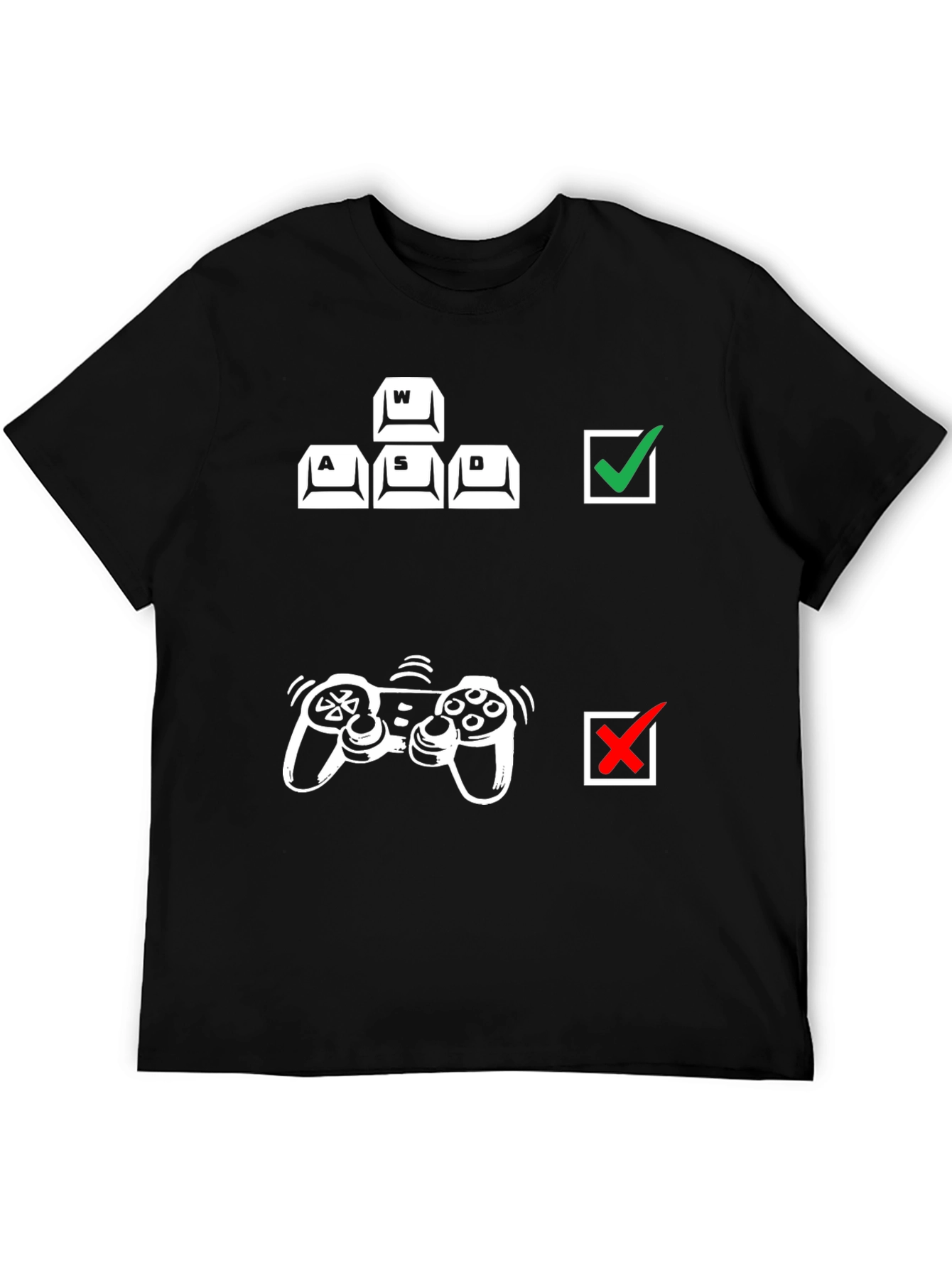 Gamer Keyboard vs Controller Black T-Shirt