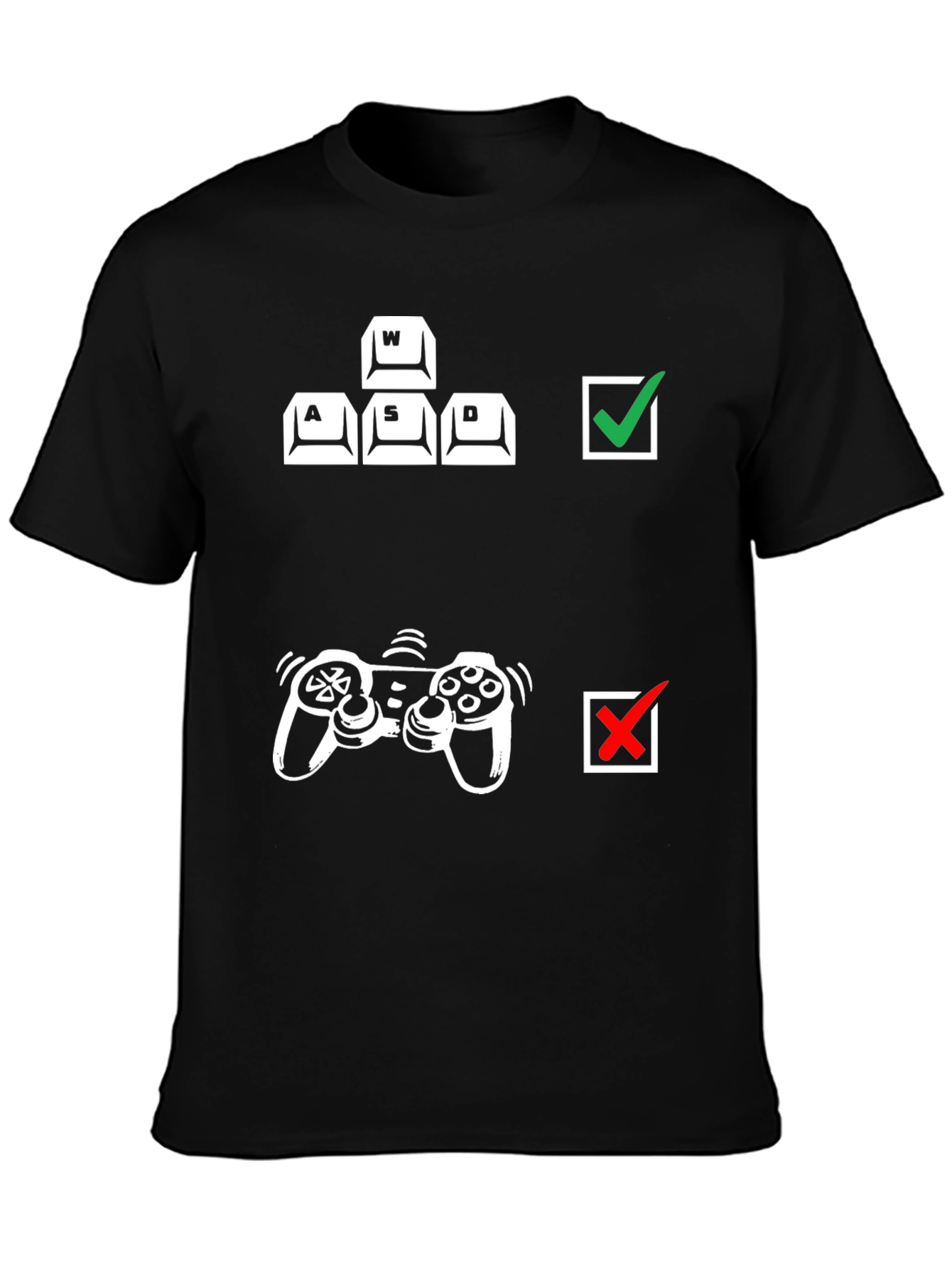 Gamer Keyboard vs Controller Black T-Shirt