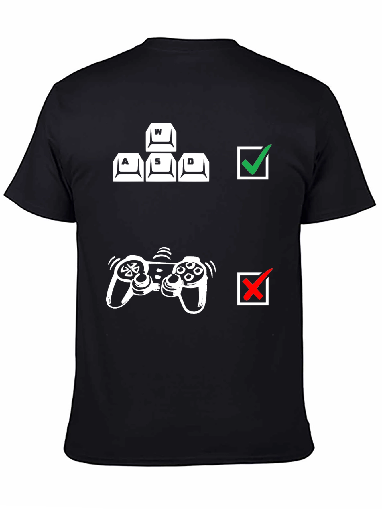 Gamer Keyboard vs Controller Black T-Shirt