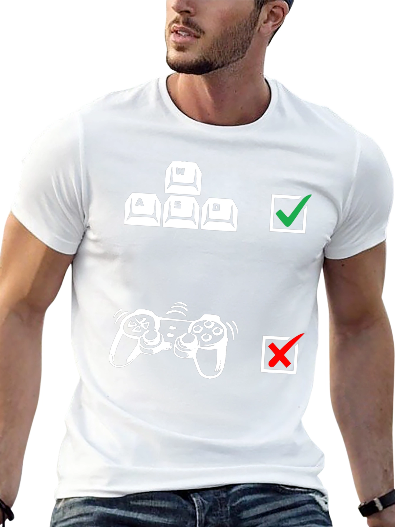 Gamer Keyboard vs Controller Black T-Shirt