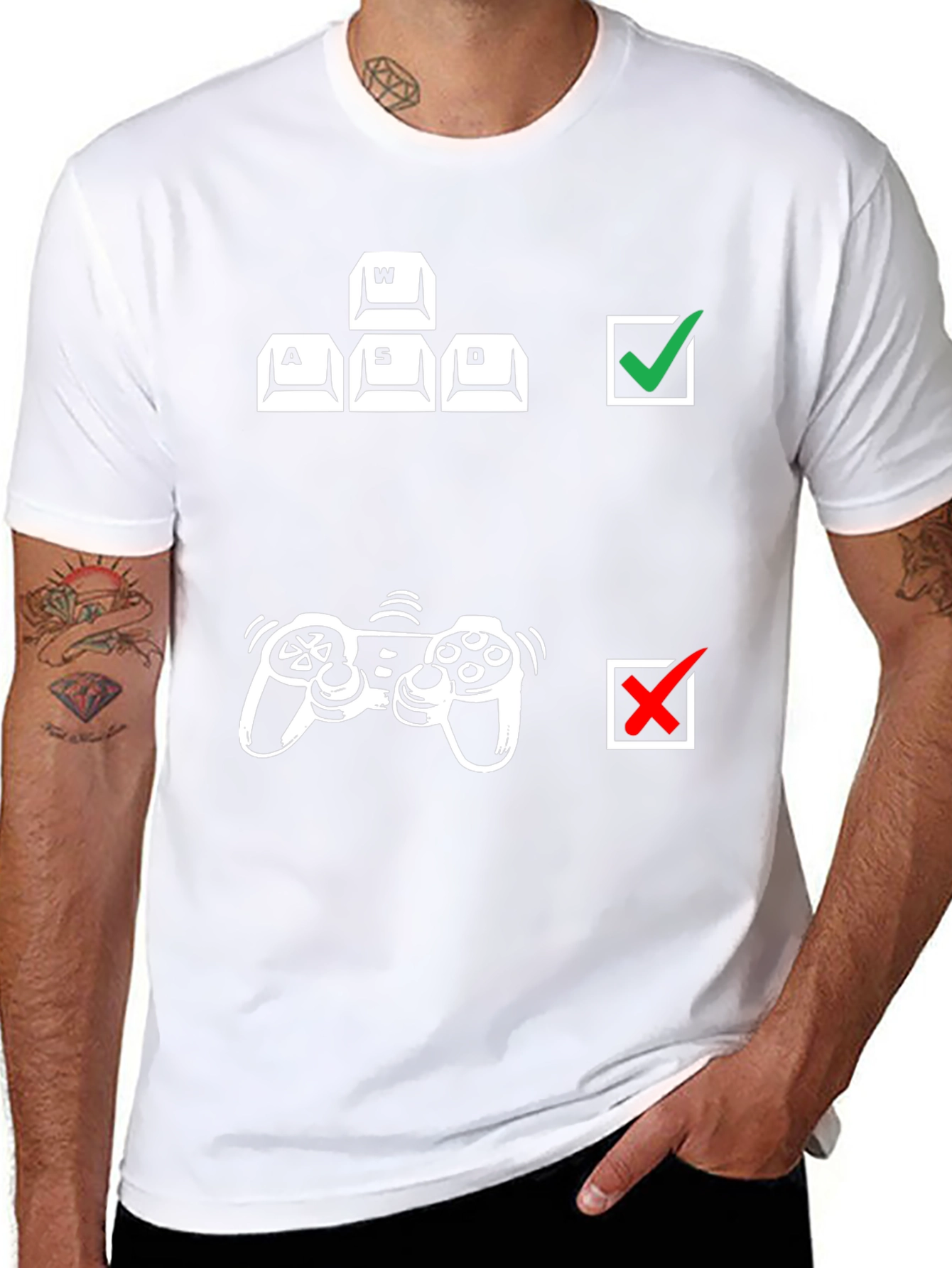 Gamer Keyboard vs Controller Black T-Shirt