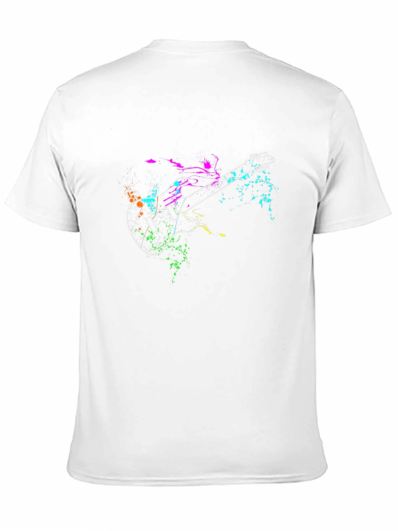 Guitar Splatter Print Black T-Shirt