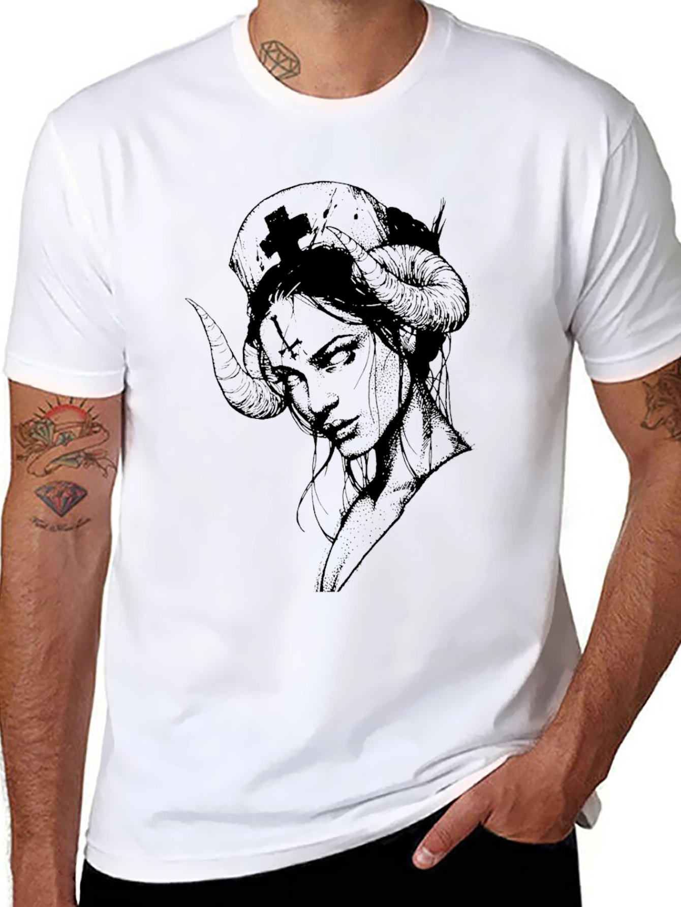 Dark Nurse Graphic Tee - Black Cotton T-Shirt