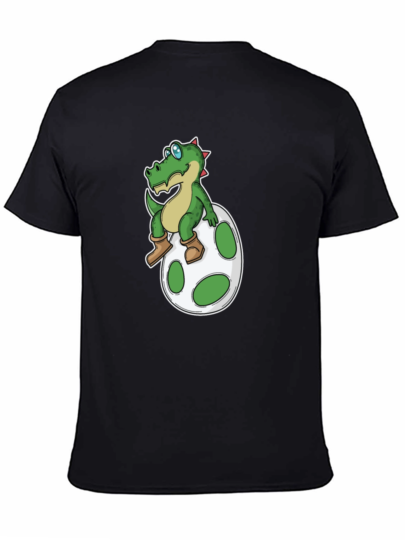 Cartoon Dinosaur on Egg T-Shirt - Black