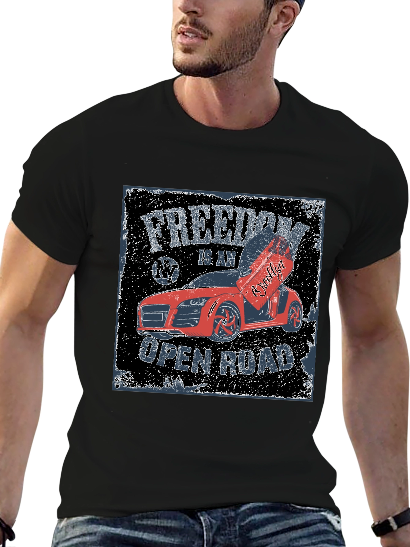 Freedom Open Road Car Graphic T-Shirt
