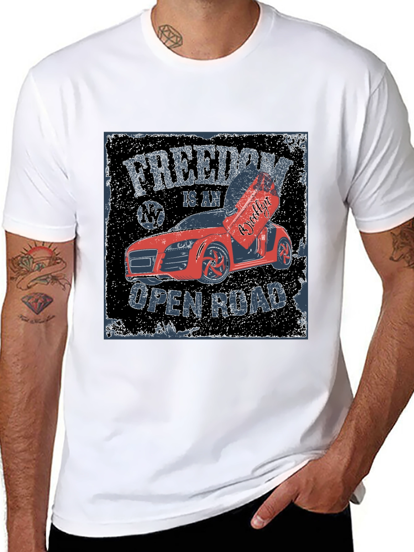 Freedom Open Road Car Graphic T-Shirt