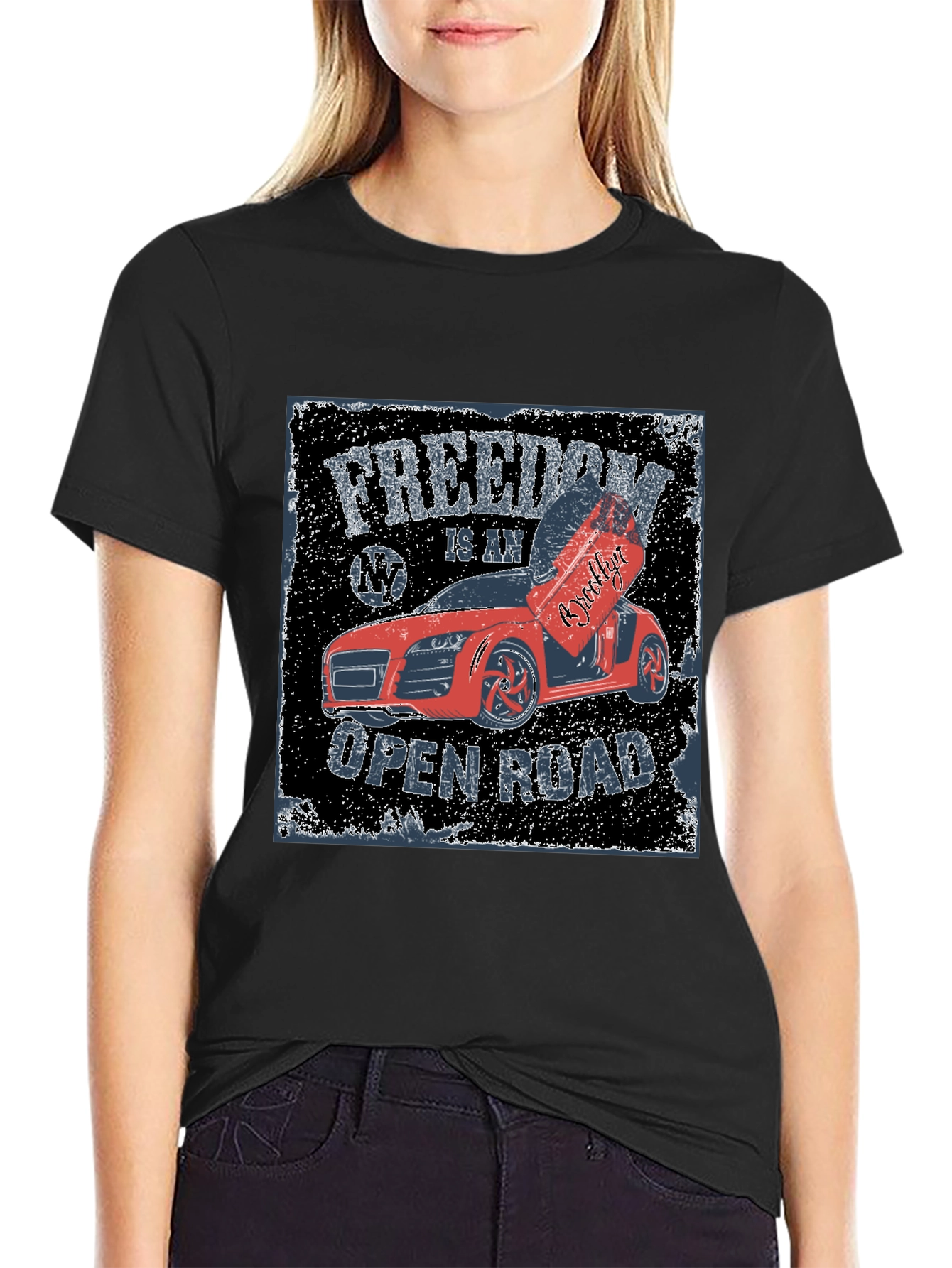 Freedom Open Road Car Graphic T-Shirt