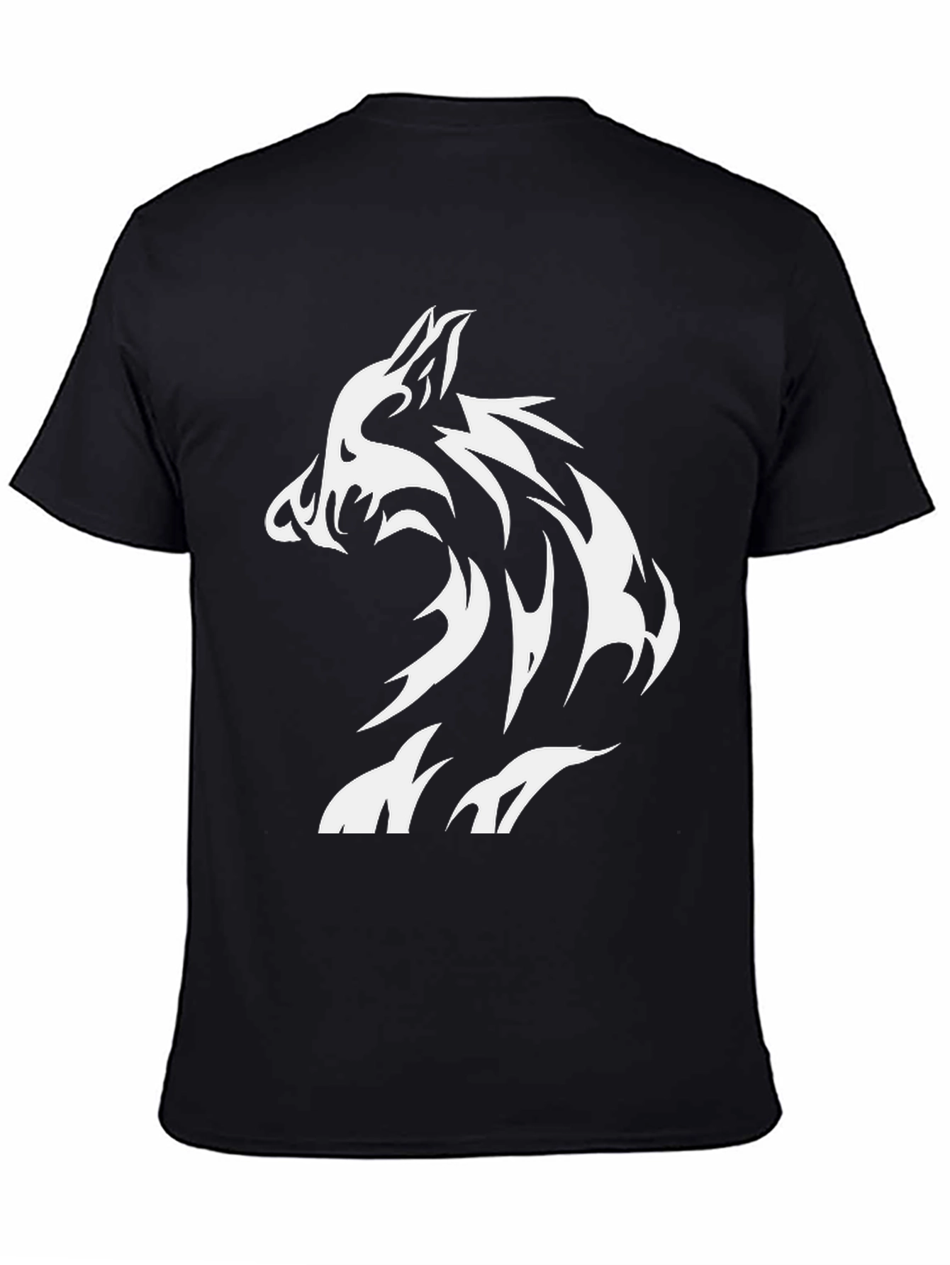 Tribal Wolf Graphic T-Shirt - Mens Black Tee