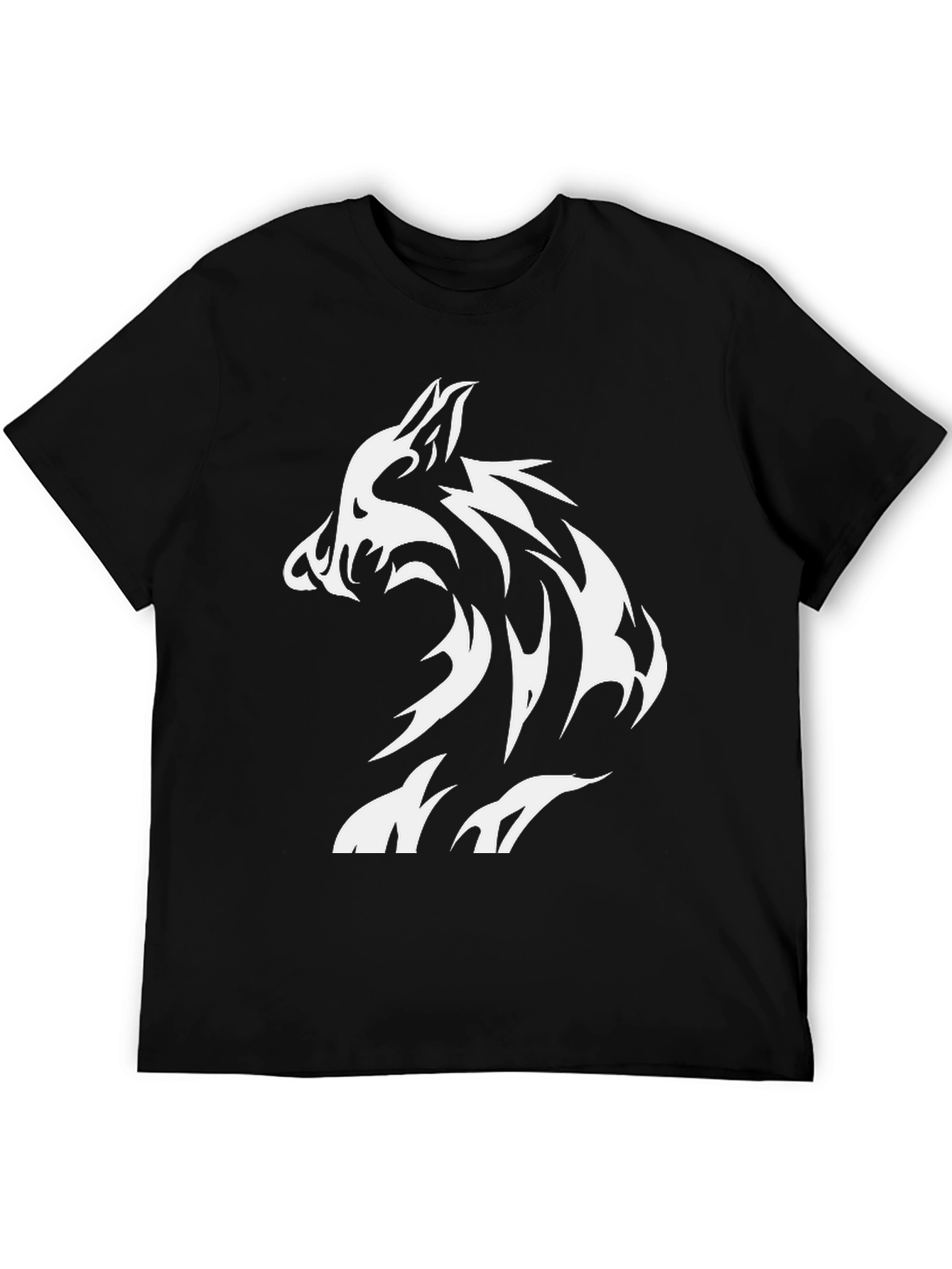 Tribal Wolf Graphic T-Shirt - Mens Black Tee