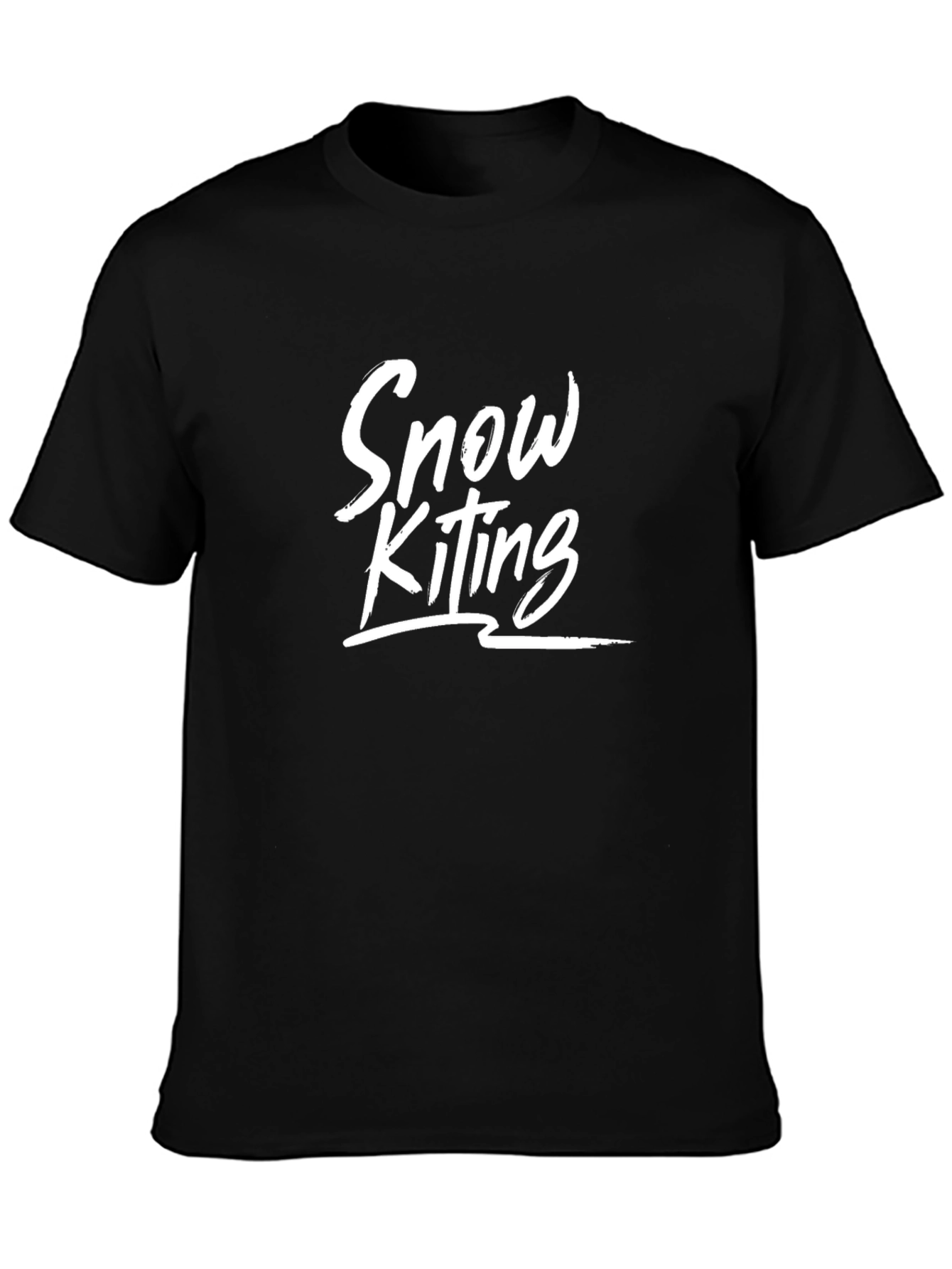 Snow Kiting Graphic Tee - Black Cotton T-Shirt