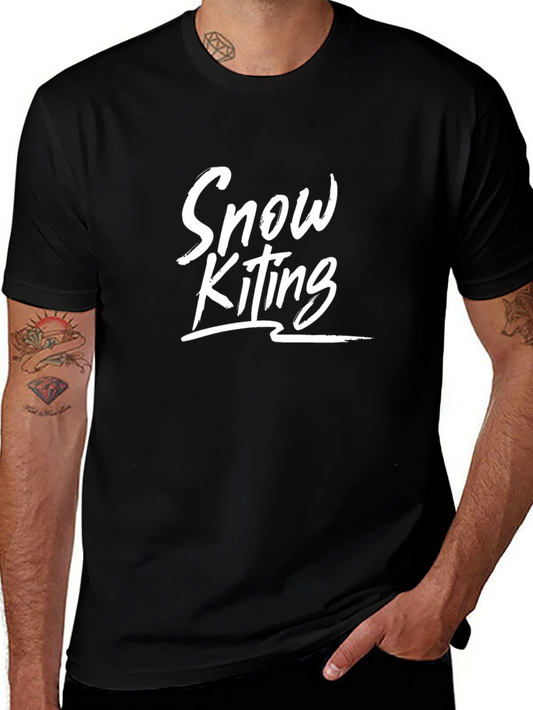 Snow Kiting Graphic Tee - Black Cotton T-Shirt